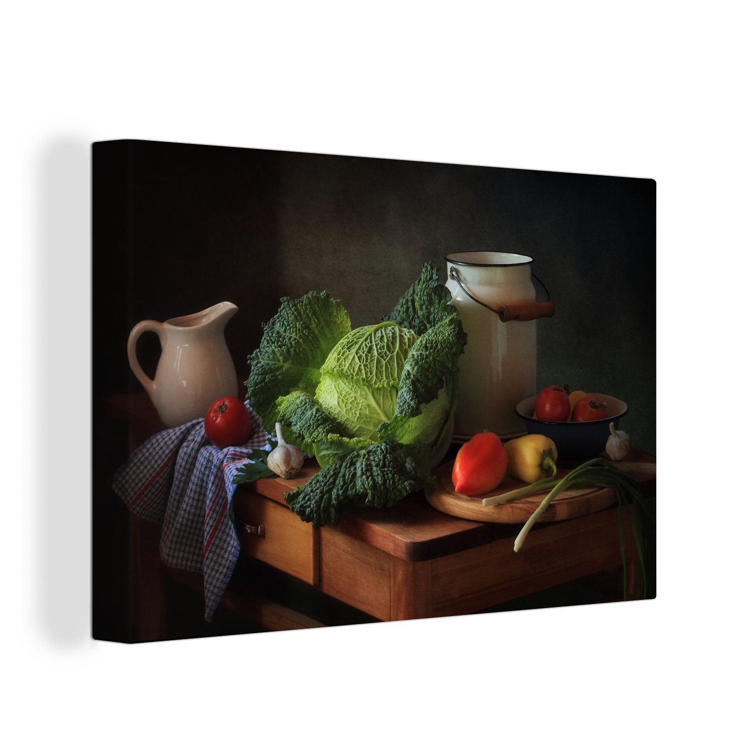 OneMillionCanvasses® Leinwandbild Stilleben - Farben, - St), Leinwandbilder, Wanddeko, Gemüse (1 30x20 cm Aufhängefertig, Wandbild