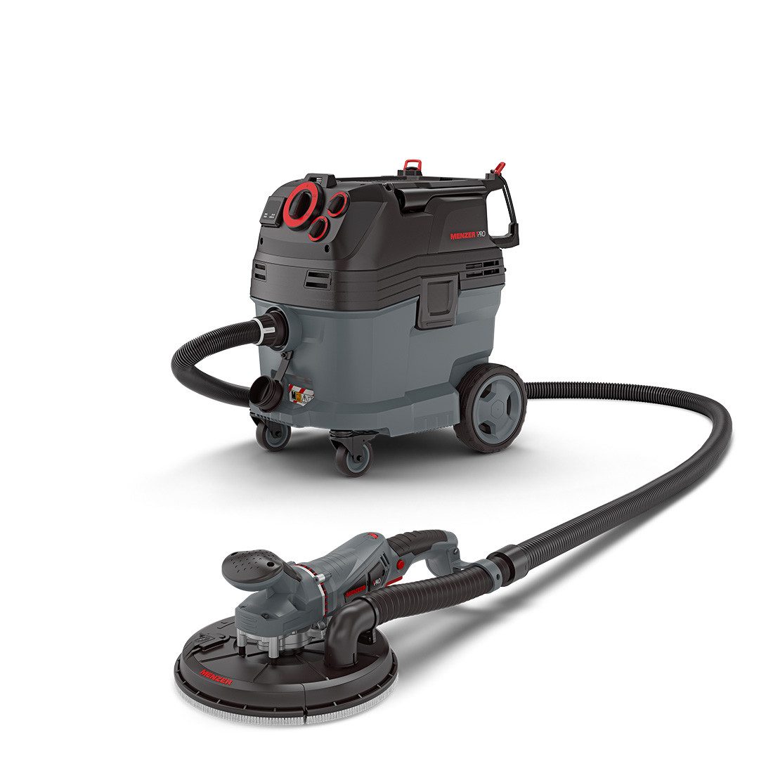 MENZER Trockenbauschleifer TBS 225 PRO + VCM 530 PRO, max. 2100 U/min, (Set), Set mit Sicherheitssauger, Nass-Trocken-Sauger