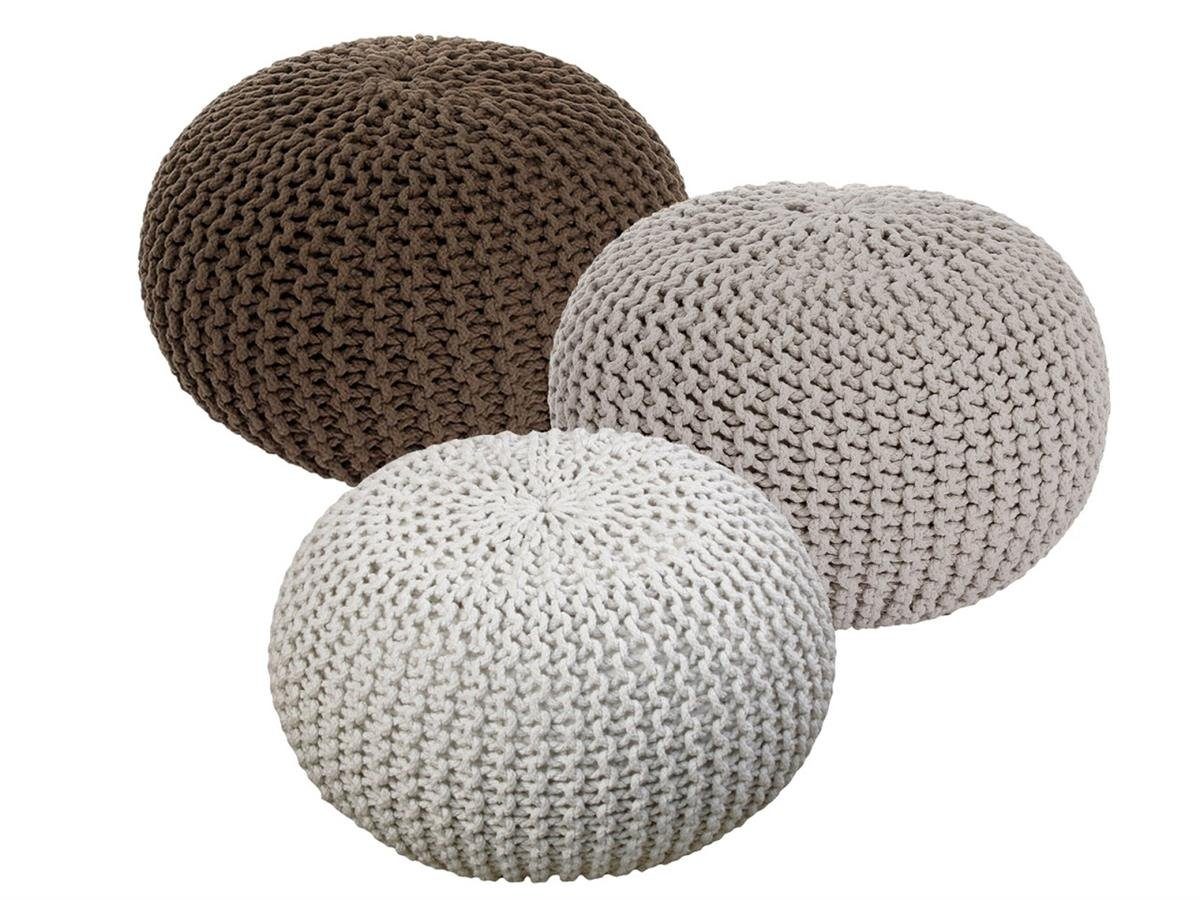 soma Sessel Soma Sitzhocker Pouf 3 Stuhl cm Hocker (Bx, Sessel 55 Stück SET Sitzmöbel Grobstrick-Optik Sitzplatz Ø