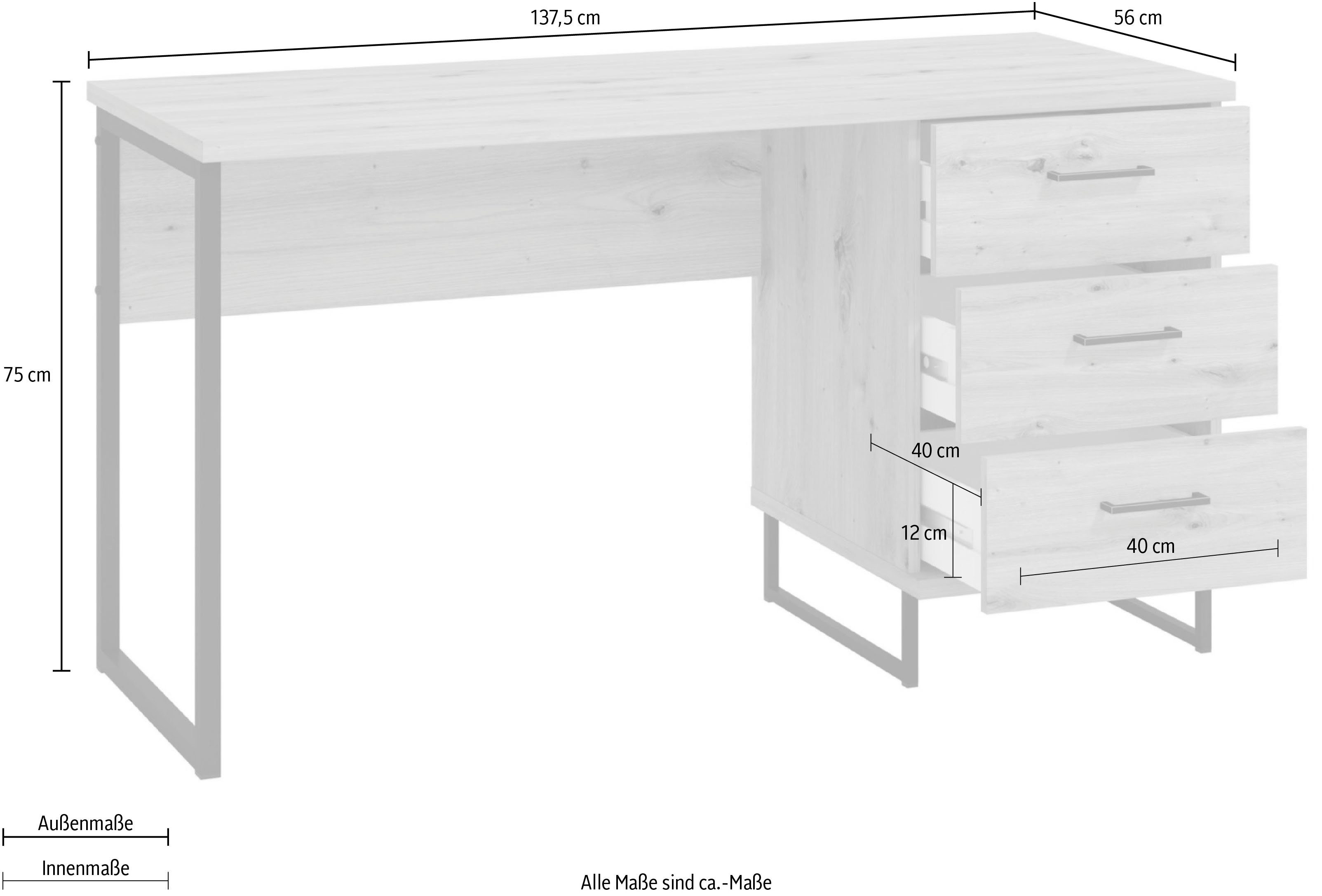 INOSIGN Schreibtisch Sardinia, im Industrial Look, Home Office