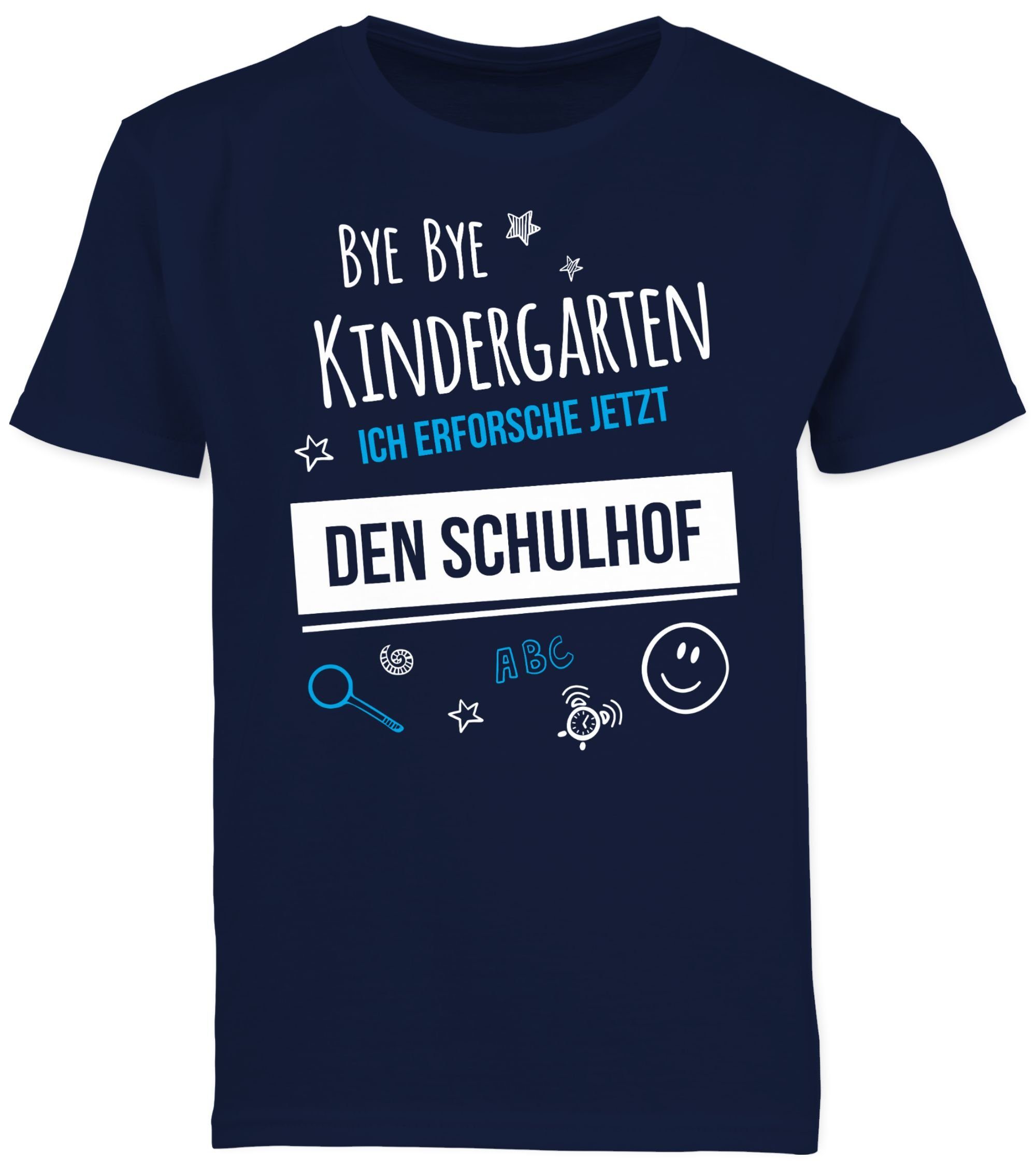 Shirtracer T-Shirt Bye Bye Kindergarten Einschulung Einschulung Schulanfang 1 Schulhof Dunkelblau Geschenke Junge