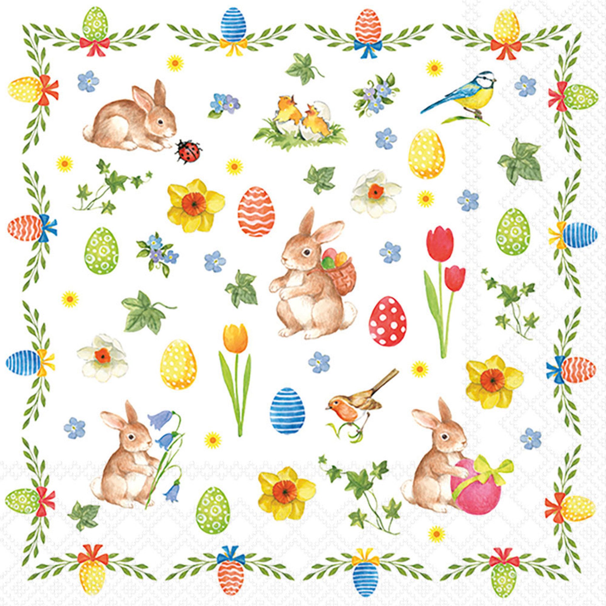 Ambiente Luxury Paper Products Papierserviette, Servietten Papier 33x33cm 3-lag mit Osterhase & Ostereier Motiv 20 Stk