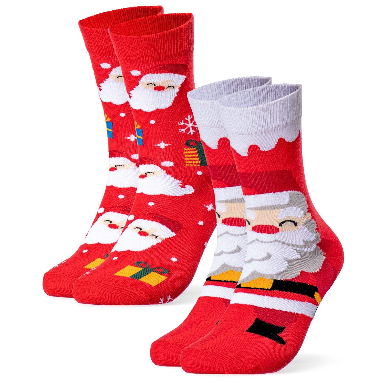 OCCULTO Basicsocken Damen & Herren Weihnachts Socken 2er Pack (Modell: Santa) (2-Paar)