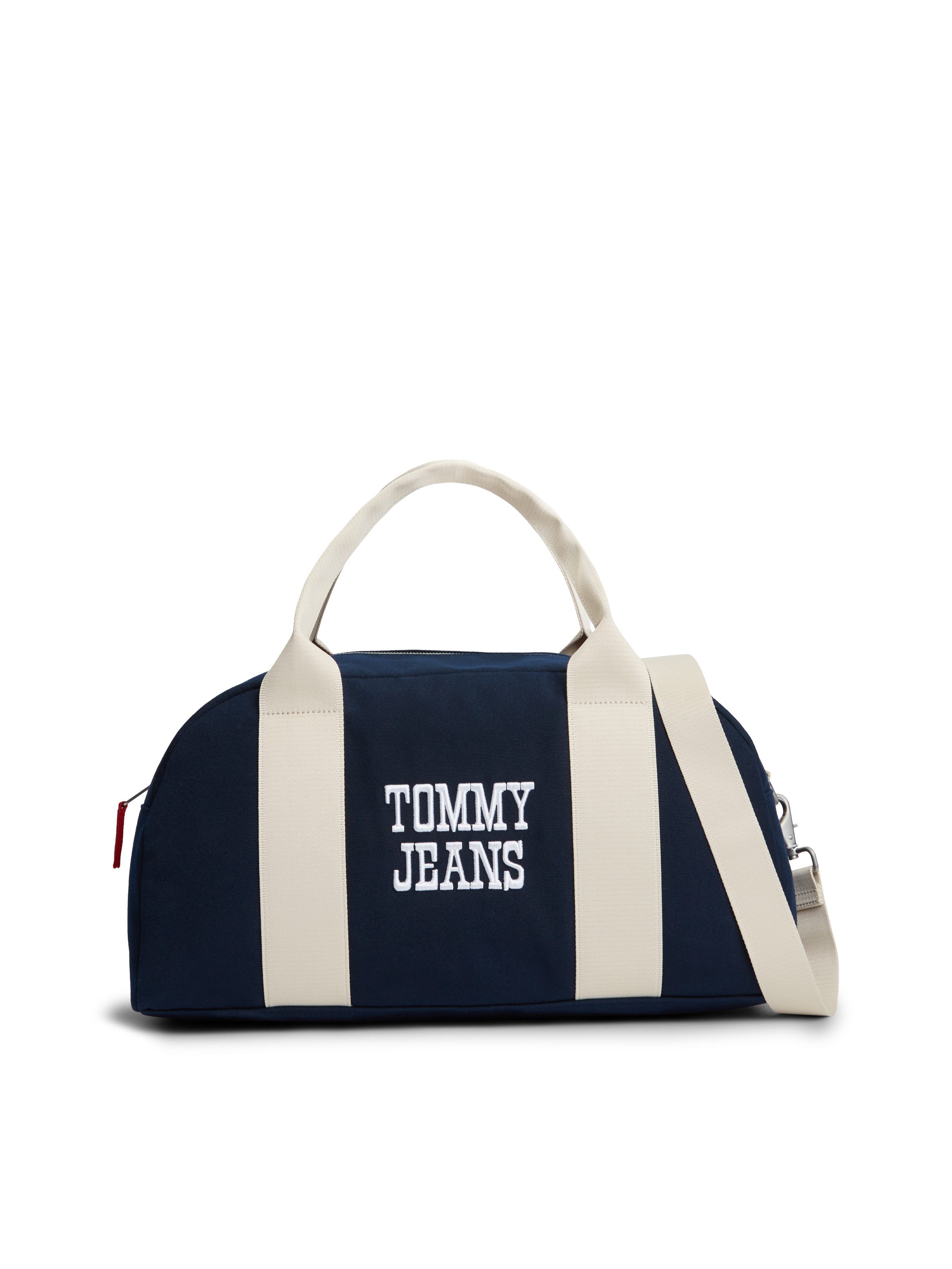Tommy Jeans Weekender TJM BOLD VARSITY DUFFLE, Unisex Umhängetasche, Henkeltasche mit Kontrastbesatz