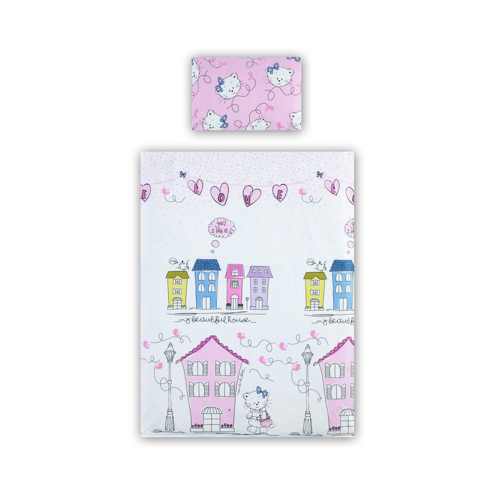 Babybettwäsche 2 tlg. Baumwolle Kinderbettwäsche Baby Bettwäsche 100x135 cm Mia Rosa
