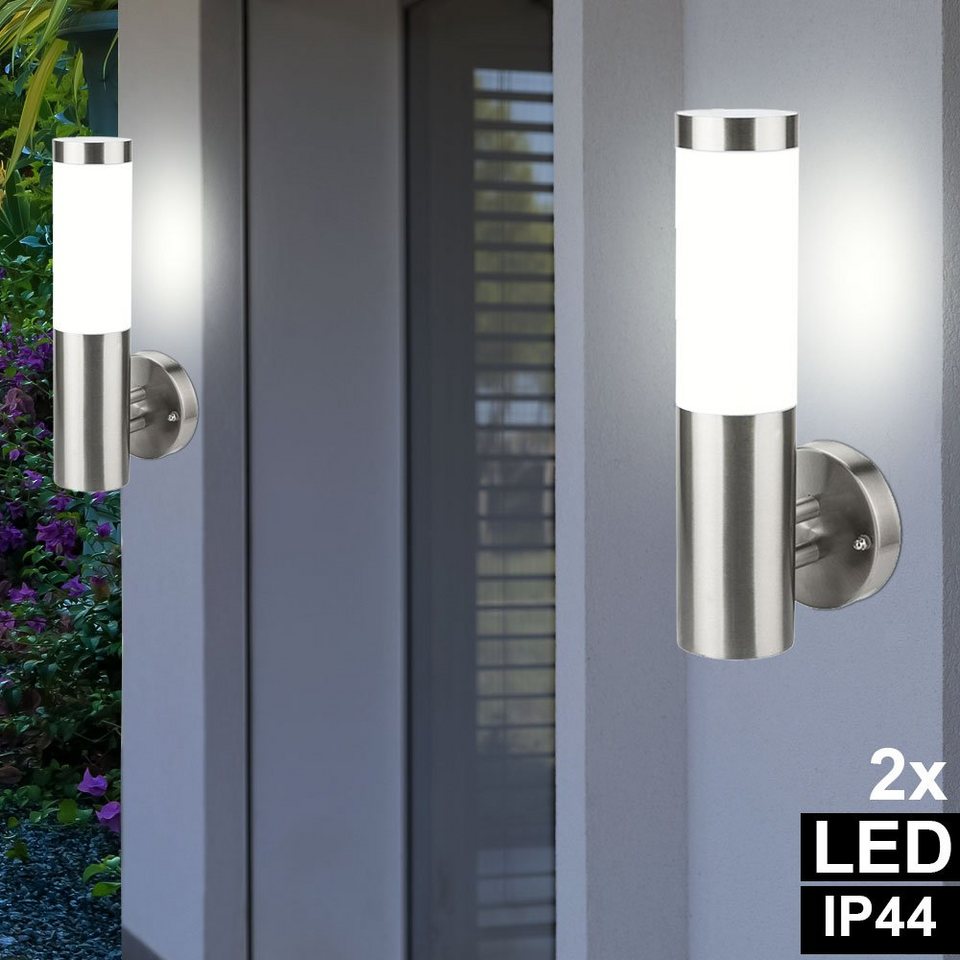 Wand Leuchte silber Garten Außen Beleuchtung Edelstahl Veranda Terrassen Lampe Wand Leuchte silber Garten Außen Beleuchtung Edelstahl Veranda Terrassen Lampe