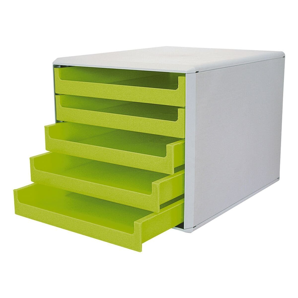 Metzger & Mendle Schubladenbox, mit lichtgrauer Hülle, 5 Schubladen, halboffen, stapelbar