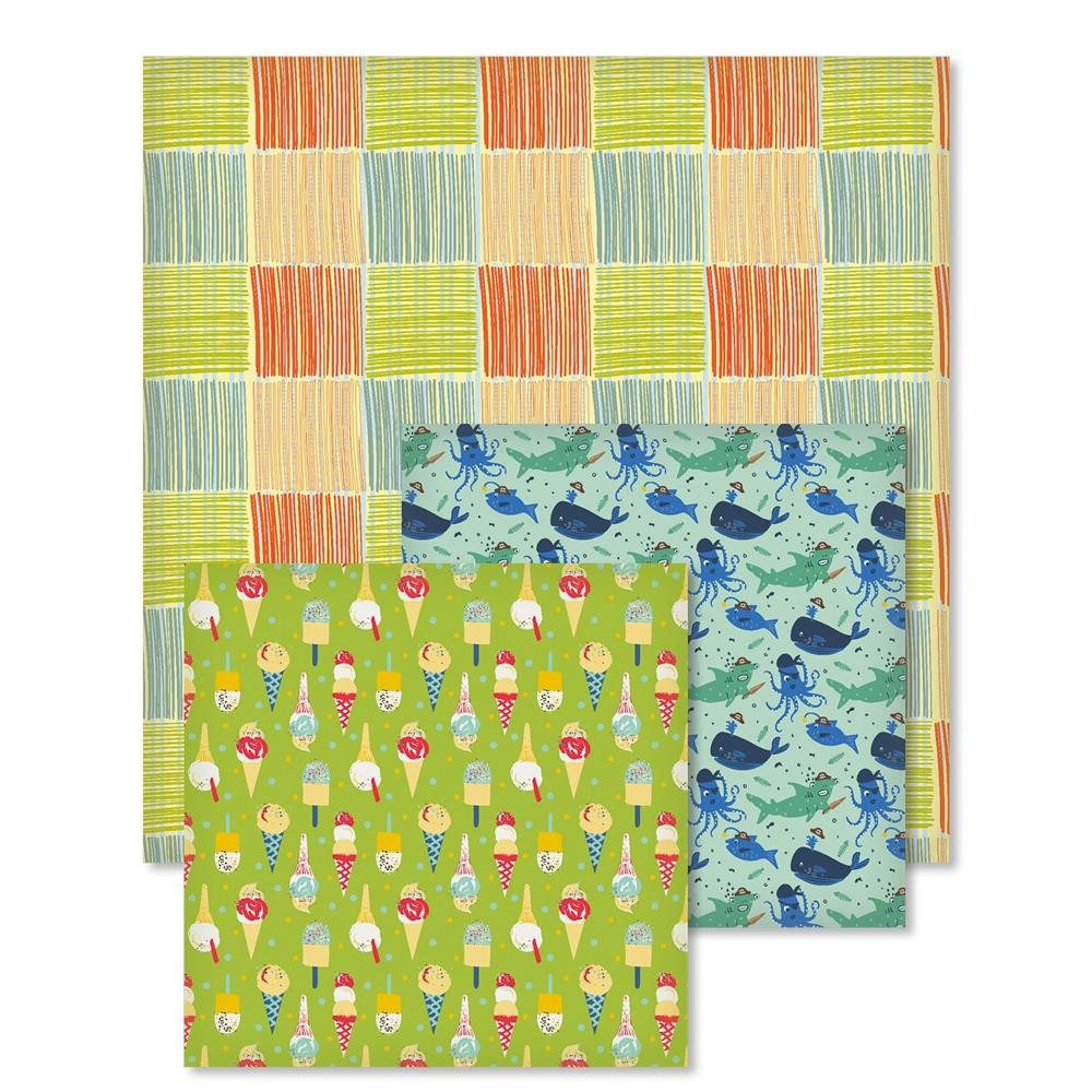 Roth Geschenkpapier Geschenktuch, 3er Set, Sommer, Geschenke verpacken auf Japanische Art