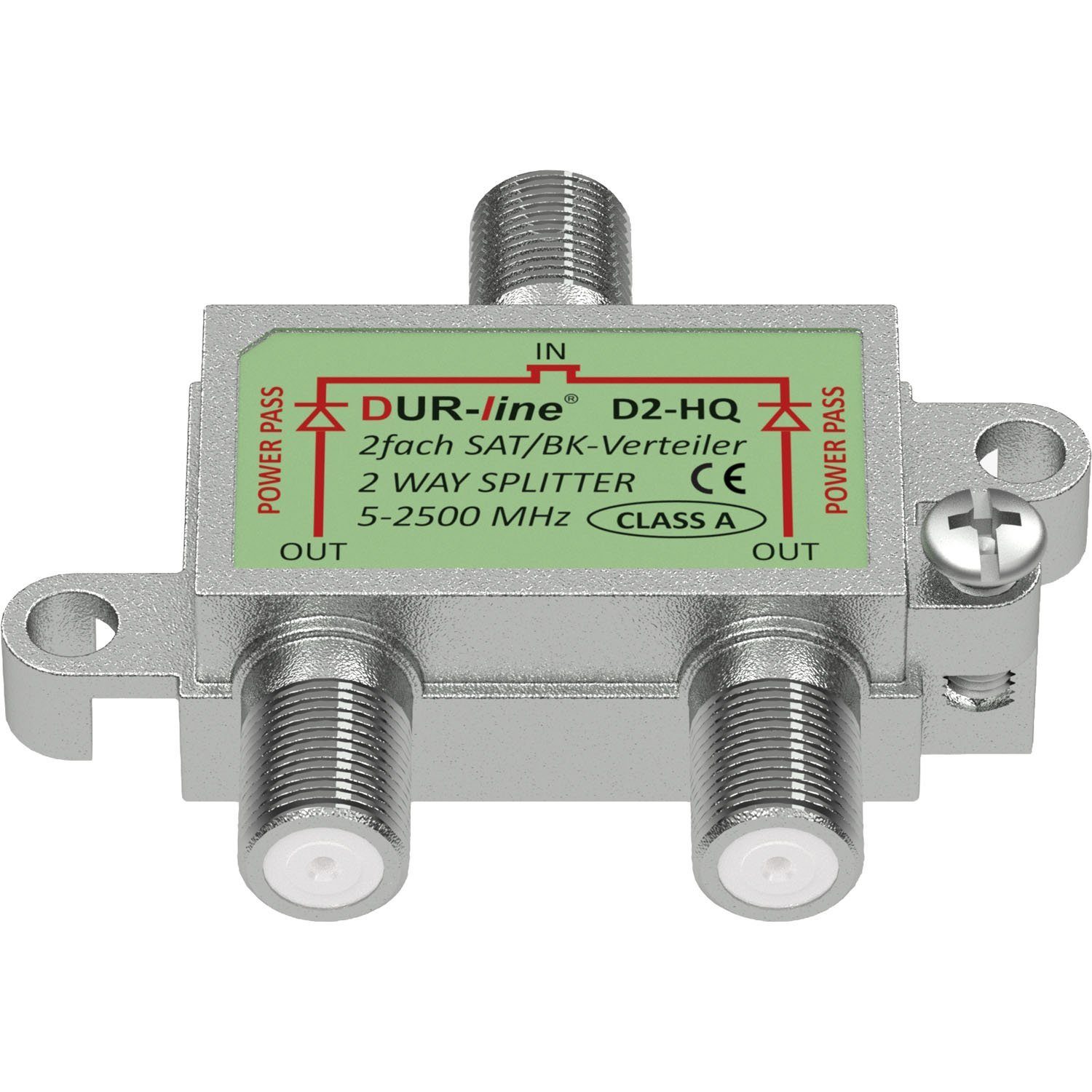 DUR-line SAT & BK-Verteiler HQ - 2-Fach Splitter - voll geschirmt - Unicable & SAT-Kabel