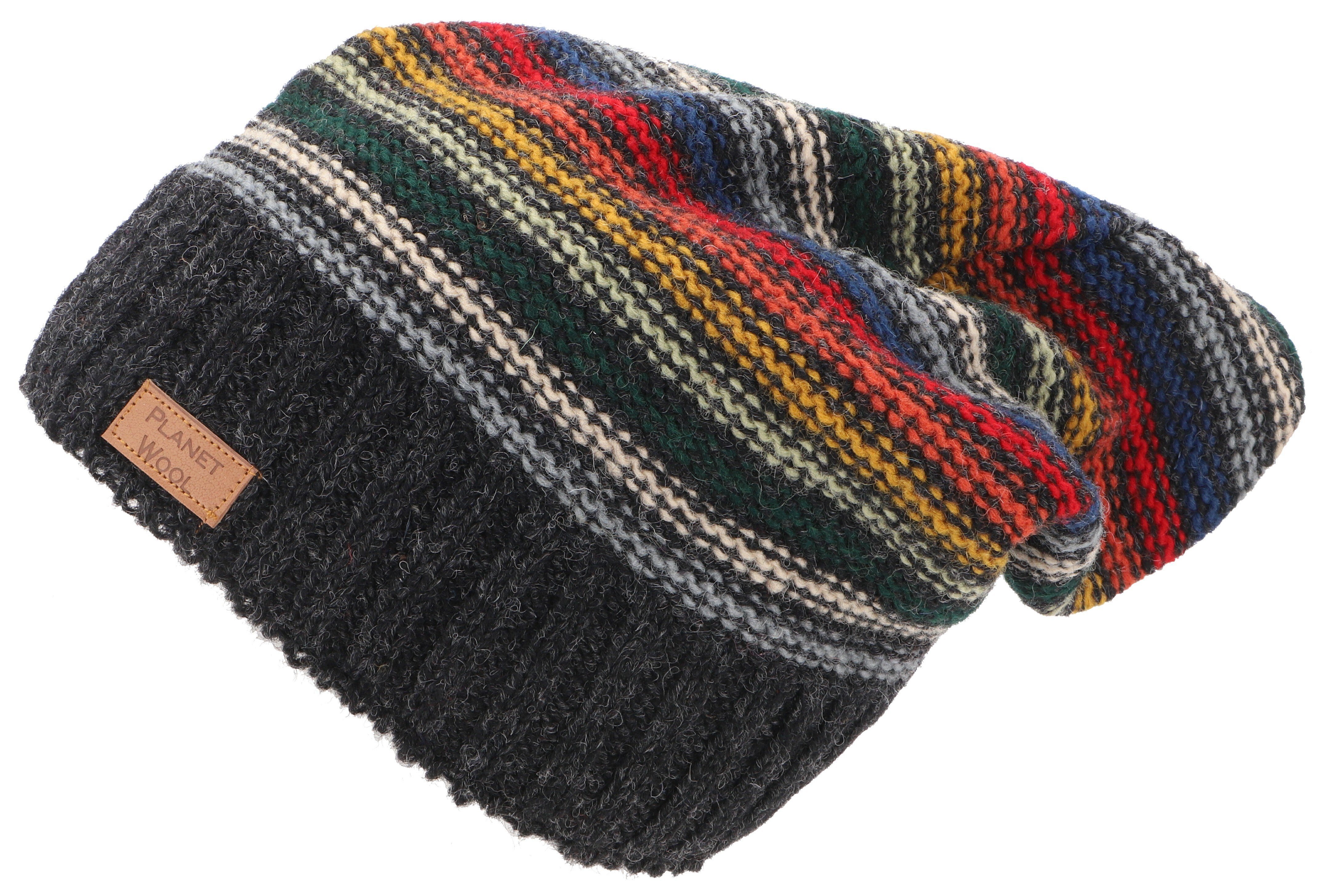 Guru-Shop Strickmütze Beanie Mütze, bunte Strickmütze, Wollmütze,.. schwarz/bunt