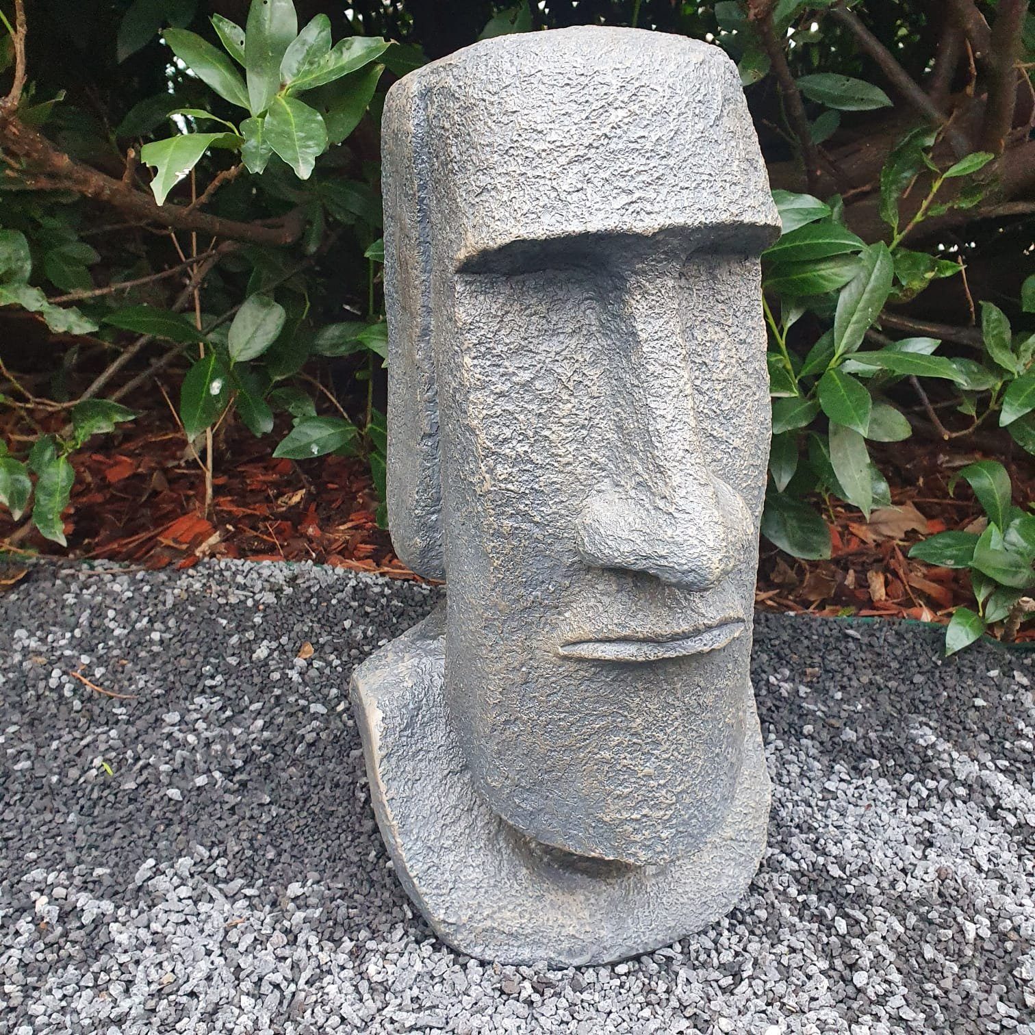 Kopf Aspinaworld Wetterfest Gartenfigur 42 cm Figur Osterinsel Moai Grauer