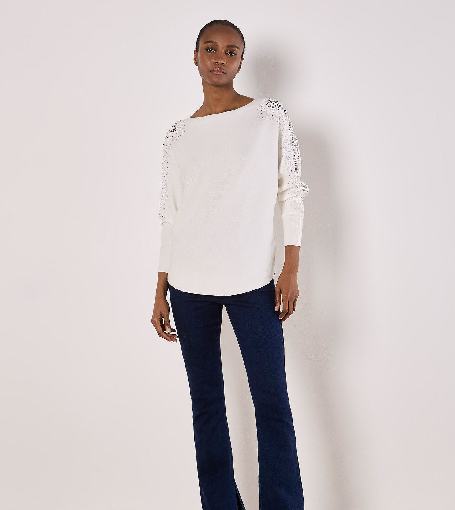 Apricot Strickpullover Rundhalspullover unifarben