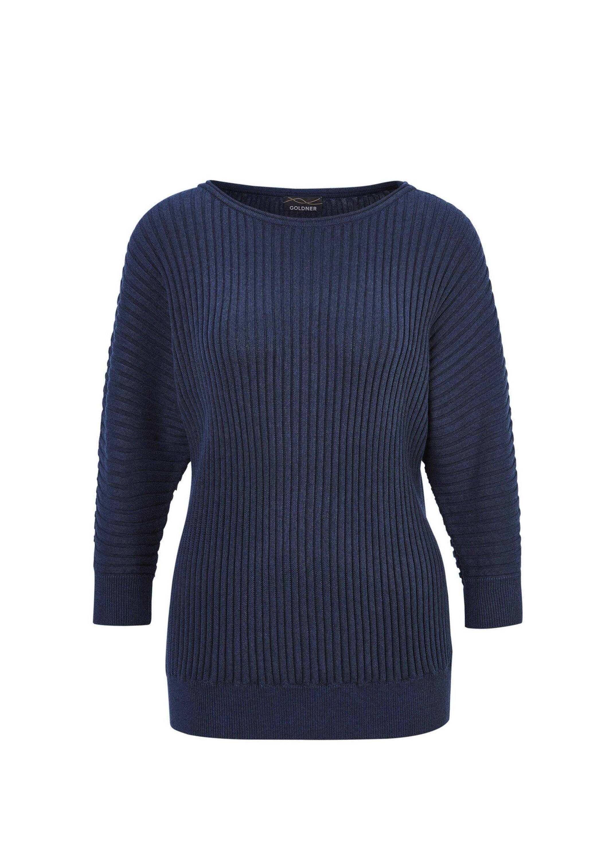 Strickpullover Baumwollmix mit Fledermausärmeln und Rippstruktur