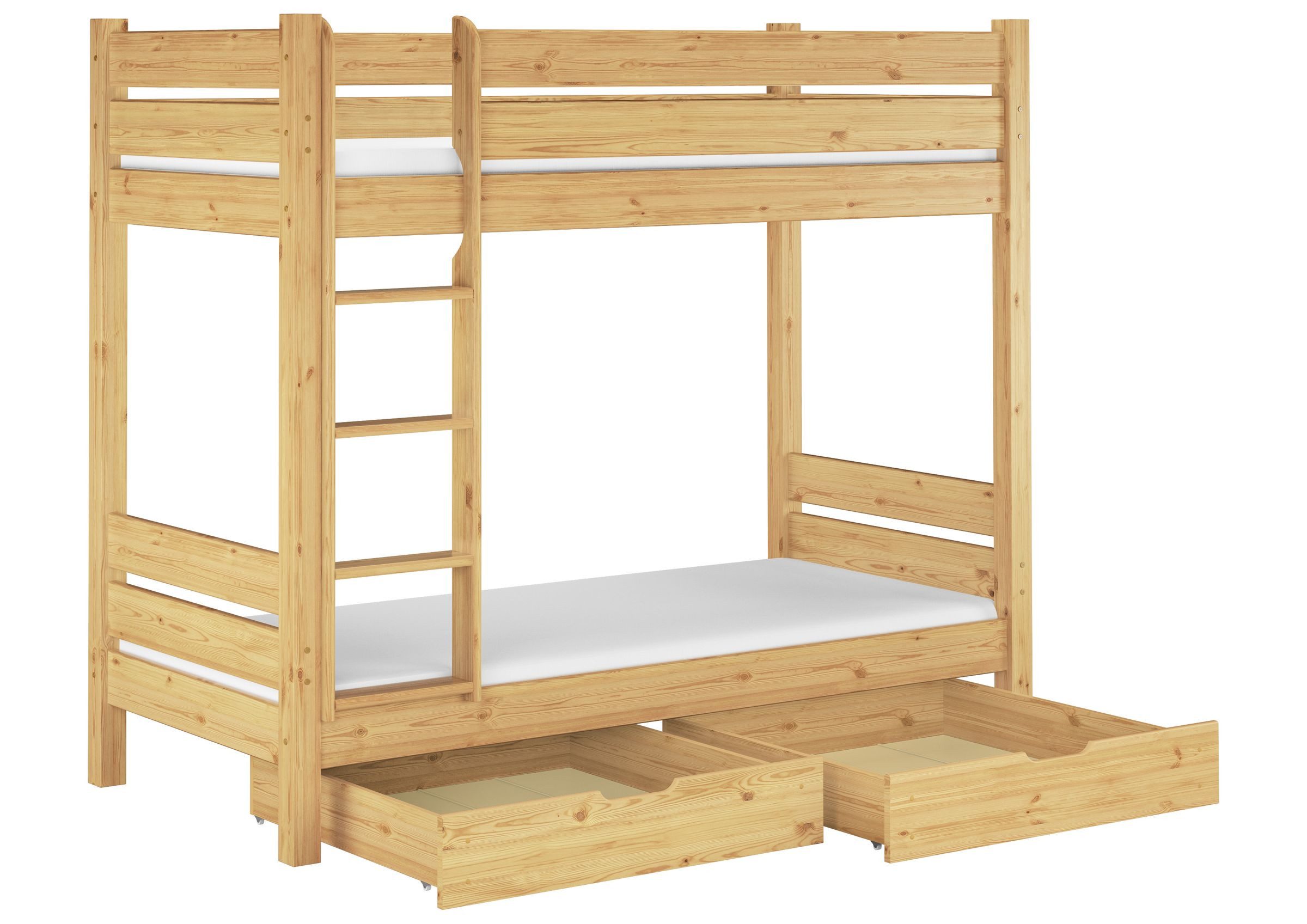 ERST-HOLZ Etagenbett Stabiles Etagenbett Nische 100 Kiefer Massiv 90 x 200 cm