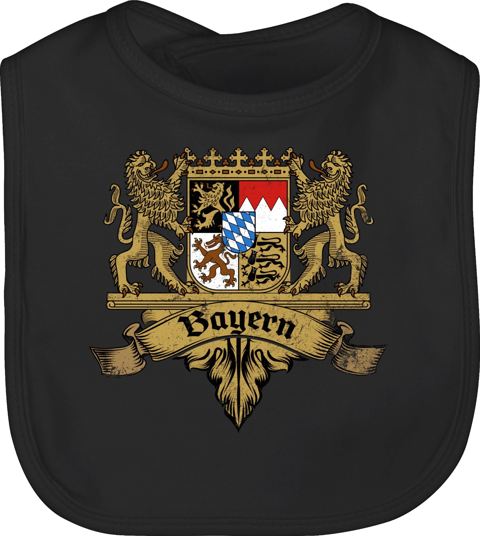 Shirtracer Lätzchen Bayern Wappen Bayernland Freistaat Bayern, Mode für Oktoberfest Baby Outfit 2 Schwarz