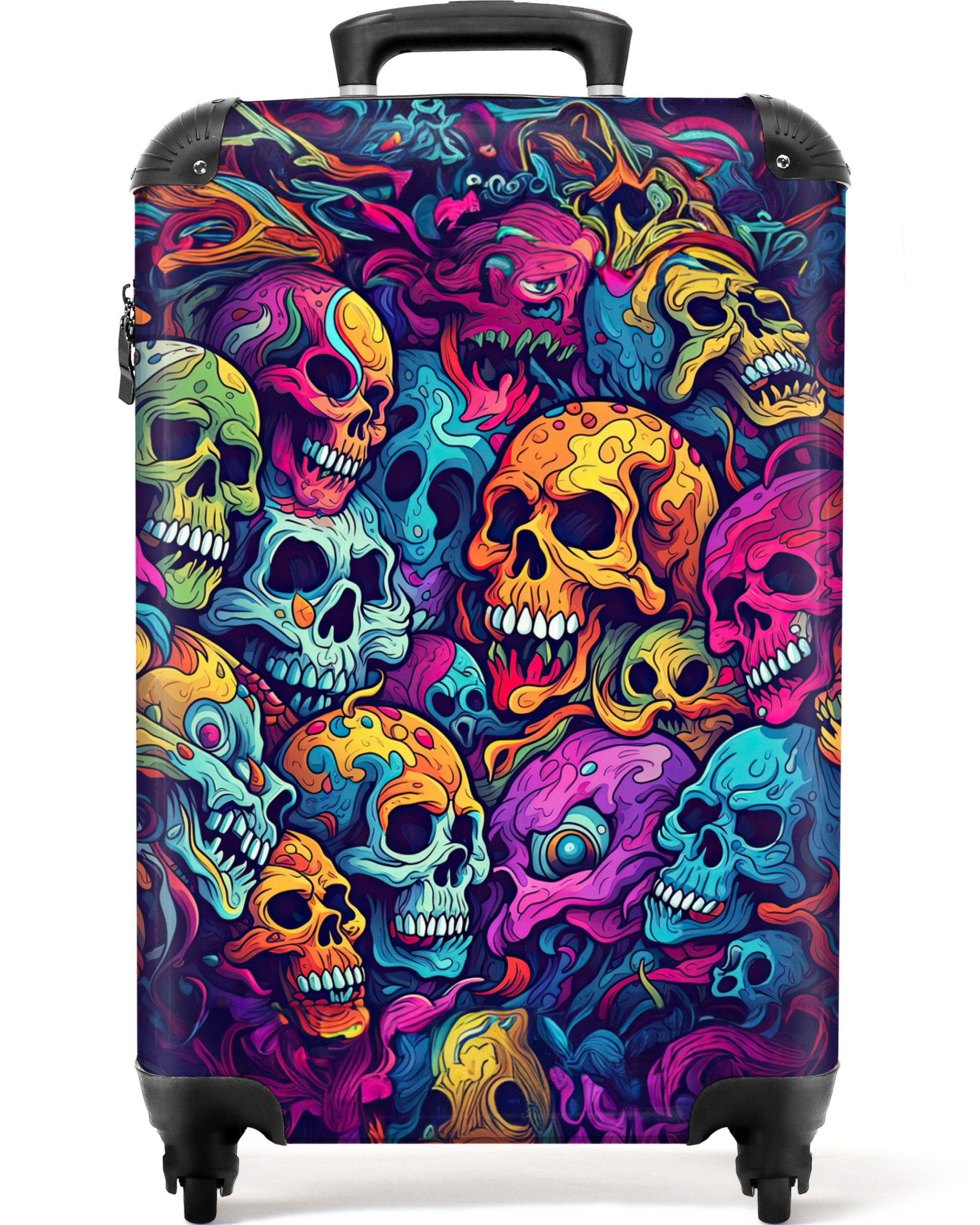 NoBoringSuitcases.com© Hartschalen-Trolley Totenkopf - Neon - günstig online kaufen