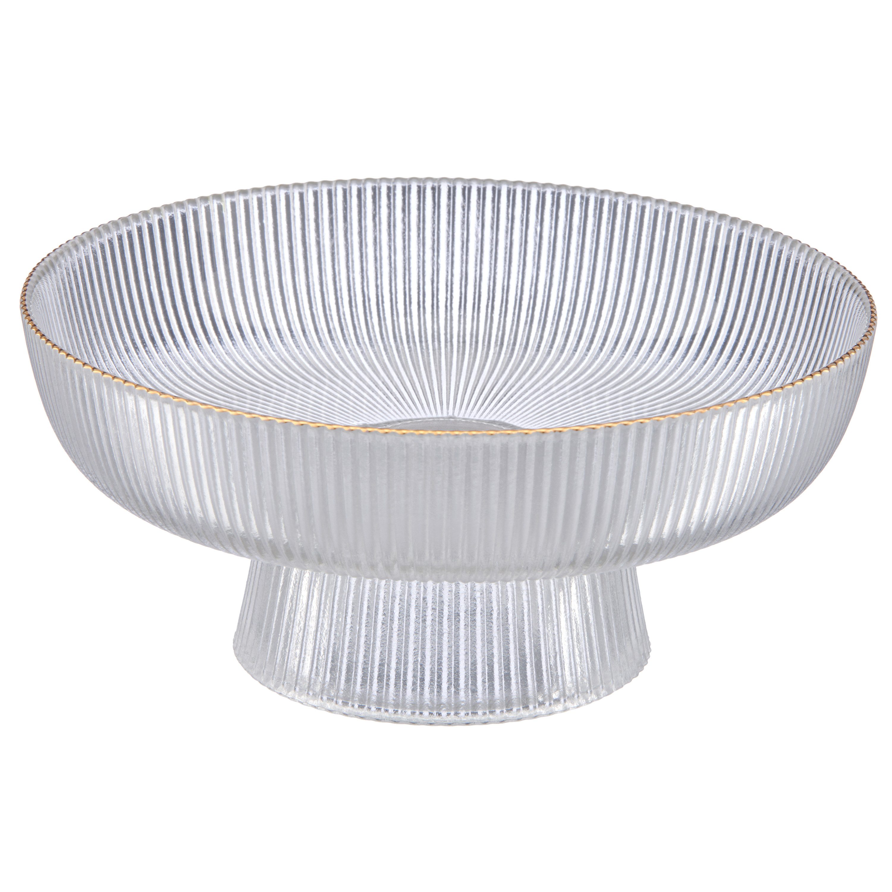 LeGer Home by Lena Gercke Schale Deko Glasschale geriffelt mit Goldrand, 20 oder 26cm, Glas, (1-tlg), mit Standfuß