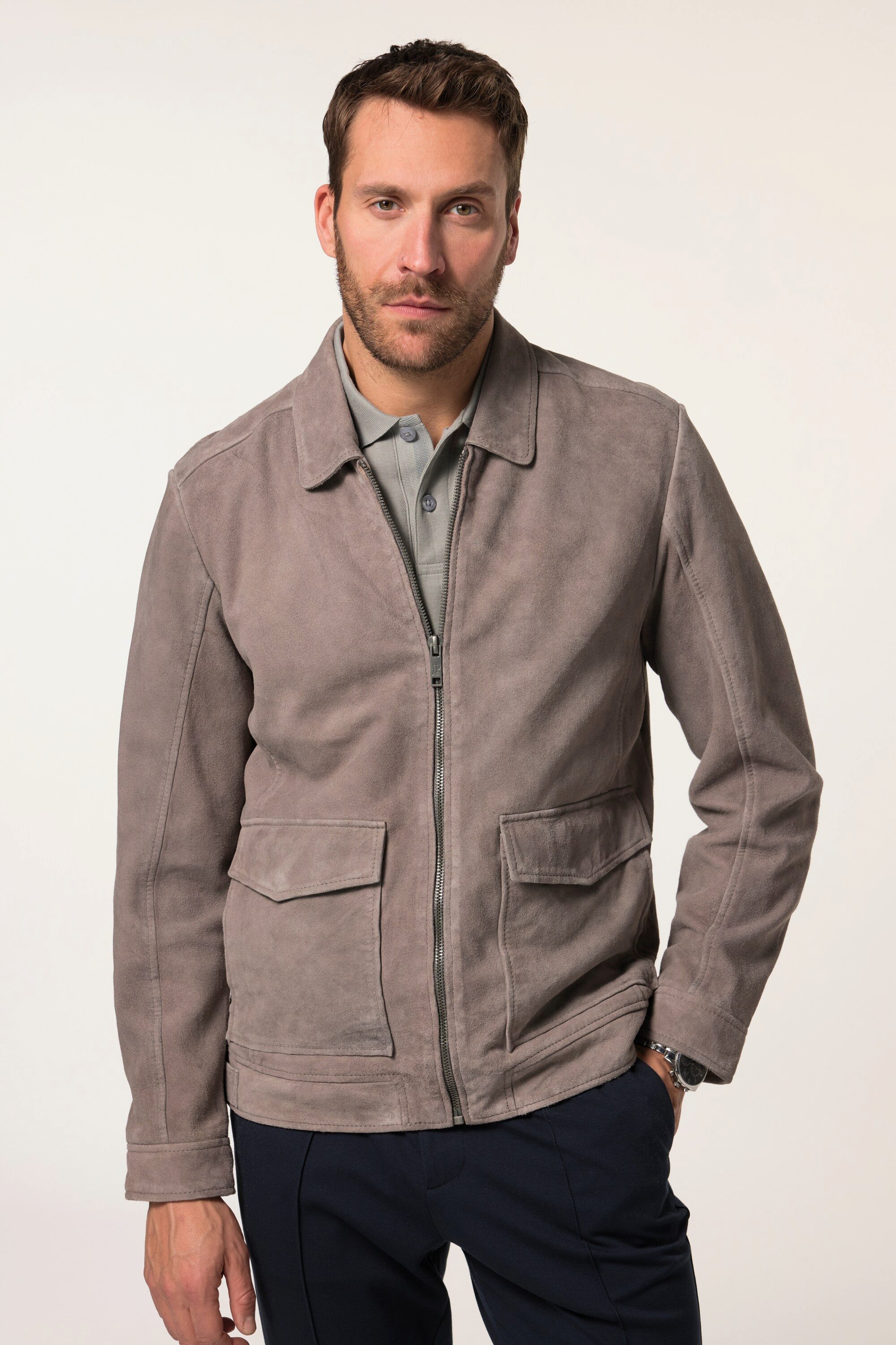 JP1880 Lederjacke Lederjacke Leder Lammvelours Rückenbadge günstig online kaufen