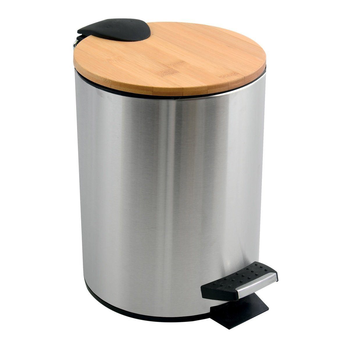 spirella Kosmetikeimer ADONIS, Treteimer mit Softclose-Absenkautomatik, herausnehmbarem Inneneimer, Anti-Fingerprint-Beschichtung, matt satiniert, 3L, silber brushed matt