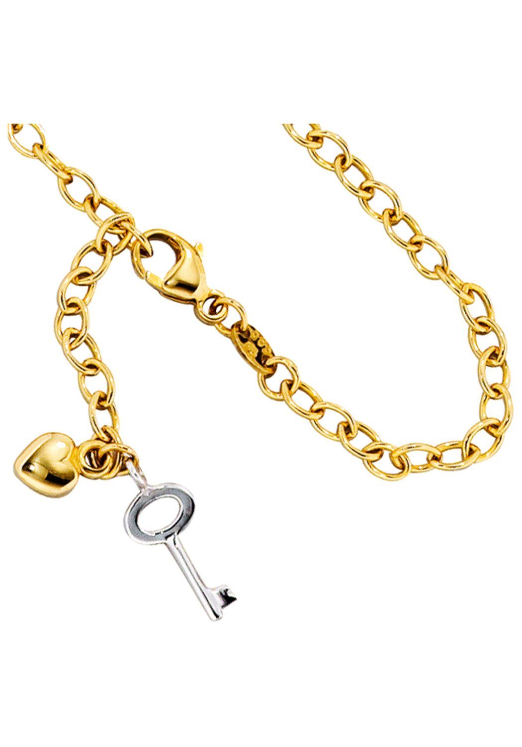 JOBO Fußkette Schlüssel Herz, 585 Gold bicolor 26 cm günstig online kaufen