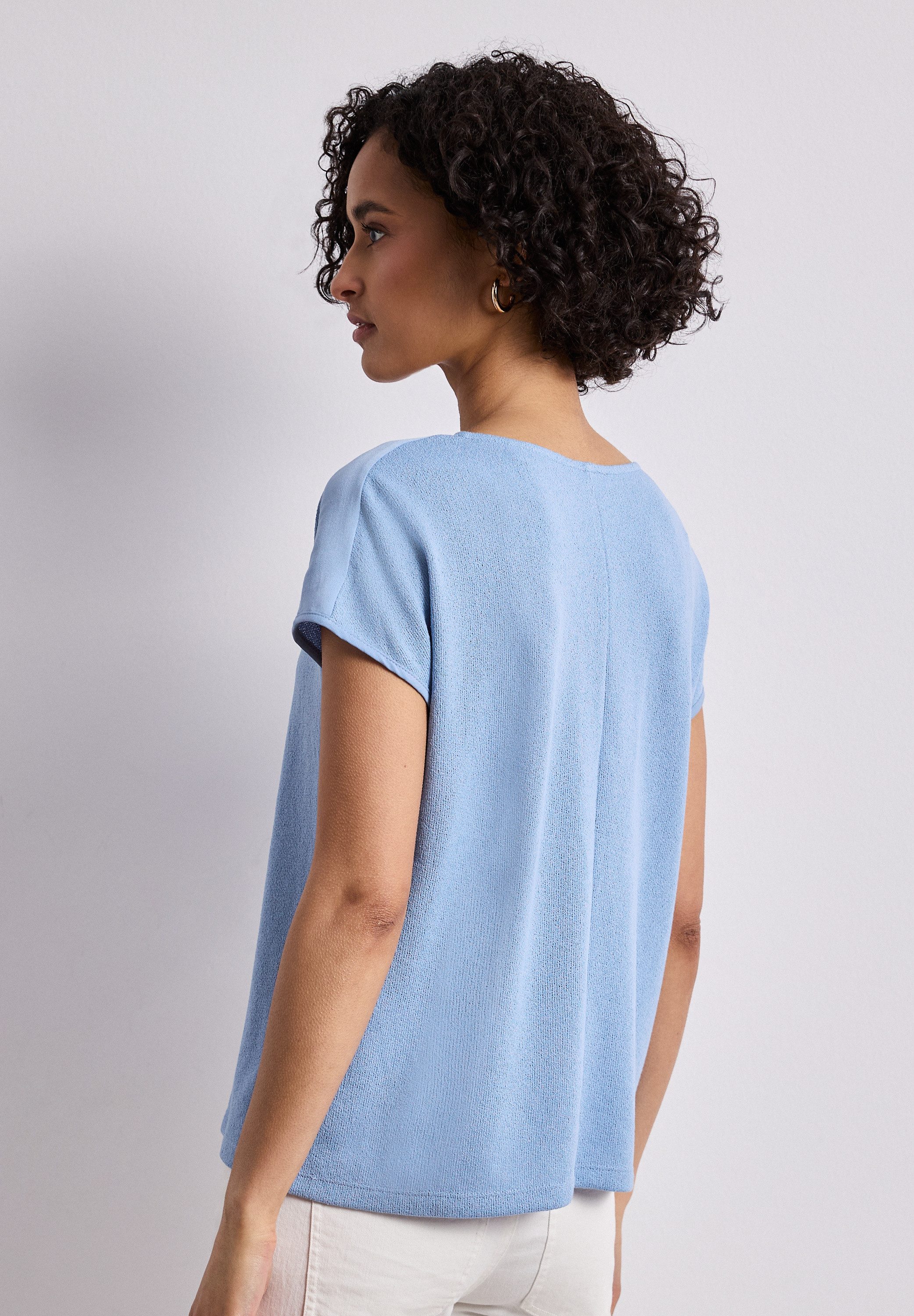 STREET ONE Shirttop unifarben, Sommershirt, in Strick-Optik – Bild 2 von 5