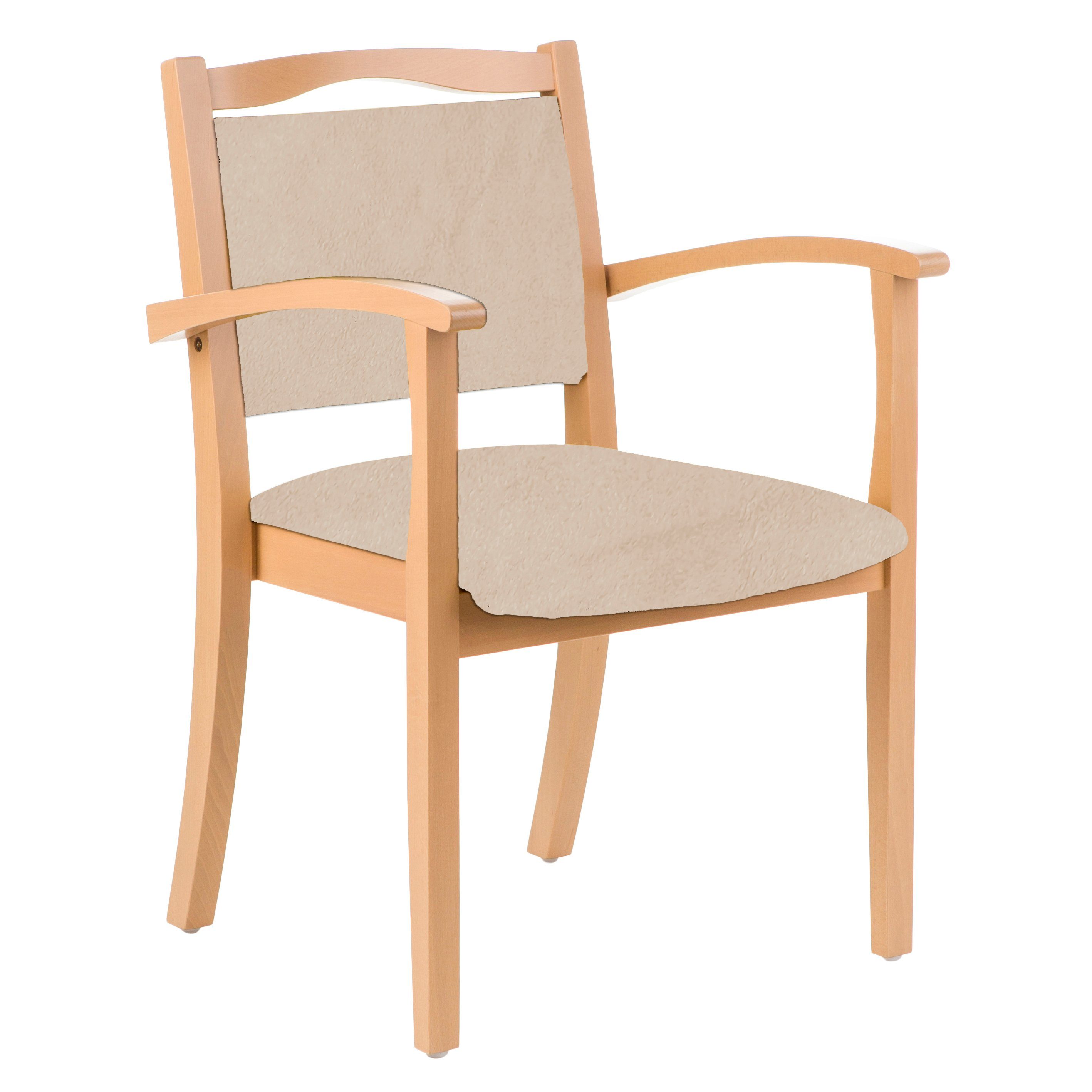 einrichtungsdesign24 Armlehnstuhl 4-Fußstuhl Holzstuhl mit Armlehnen Alexander Seniorenstuhl Esszimmer, Gestell aus Massivholz und stapelbar