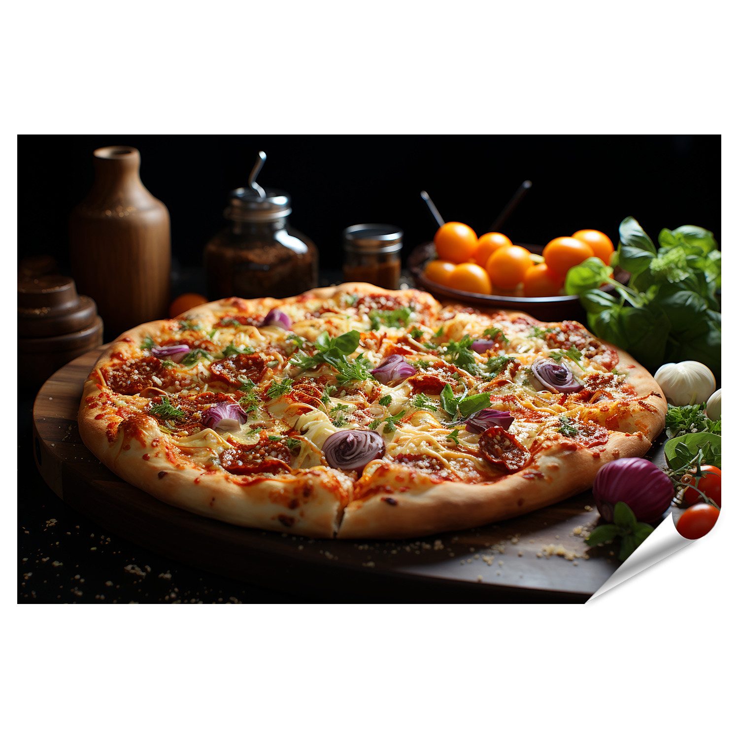 Poster Lecker Käsig Italienisch Pizza Tisch Fertig Zum Essen Gastro Bilder