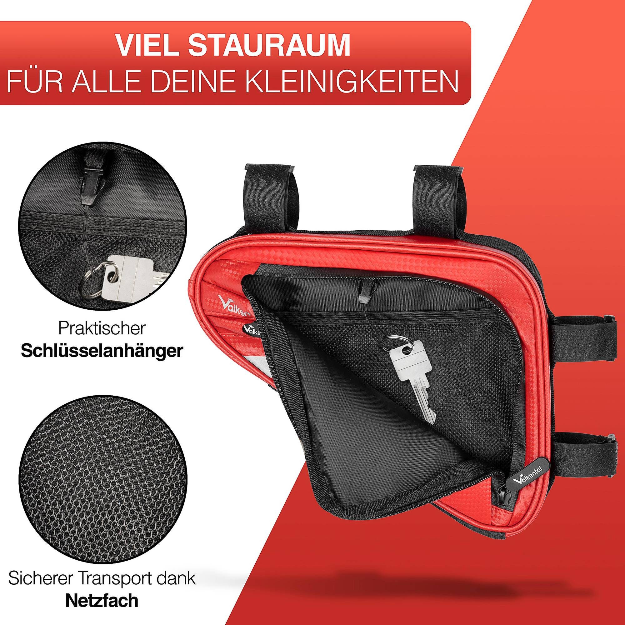Valkental Fahrradtasche ValkTriangle - Praktische Rahmentasche mit viel Platz
