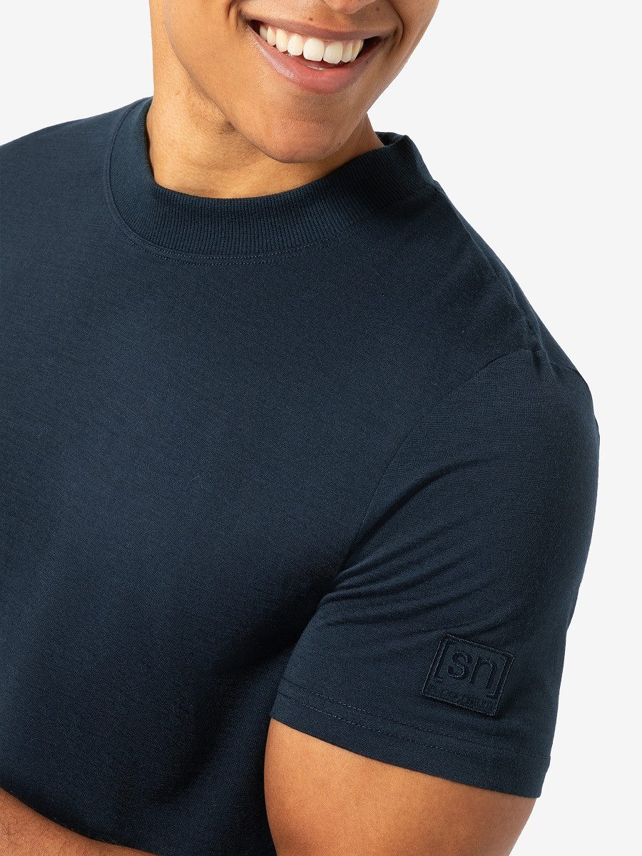 SUPER.NATURAL T-Shirt für Herren, nachhaltig, Merino casual, gerippter Kragen
