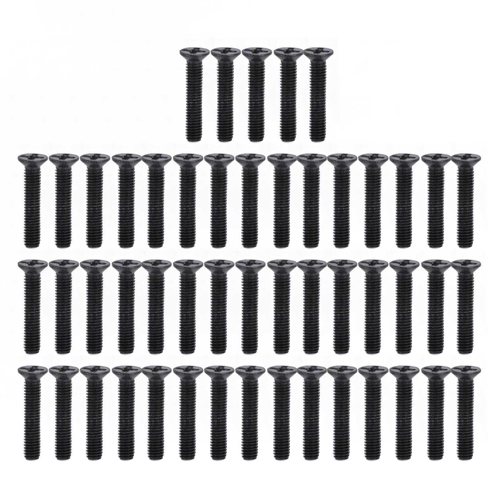 GARRYFIZH Schrauben-Set 50 Stück Senkkopf-Kreuzschlitzschrauben DIN 965, Schraube M3x16, M3x16, DIN 965, schwarze Tauchbeschichtung