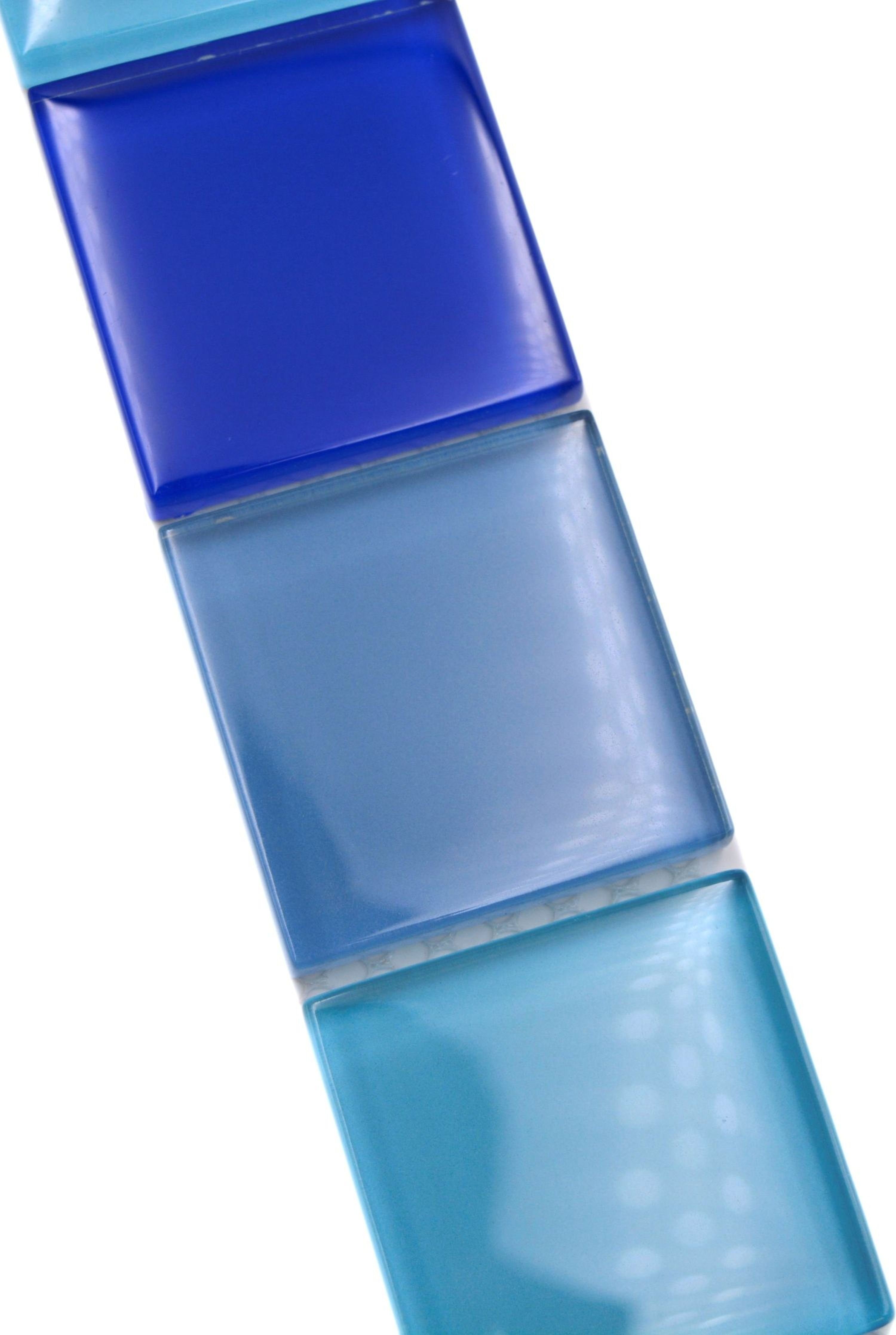 Thumbnail - Mosani Fliesen-Bordüre Glasmosaik Mosaikfliesen Glasbordüre blau glänzend