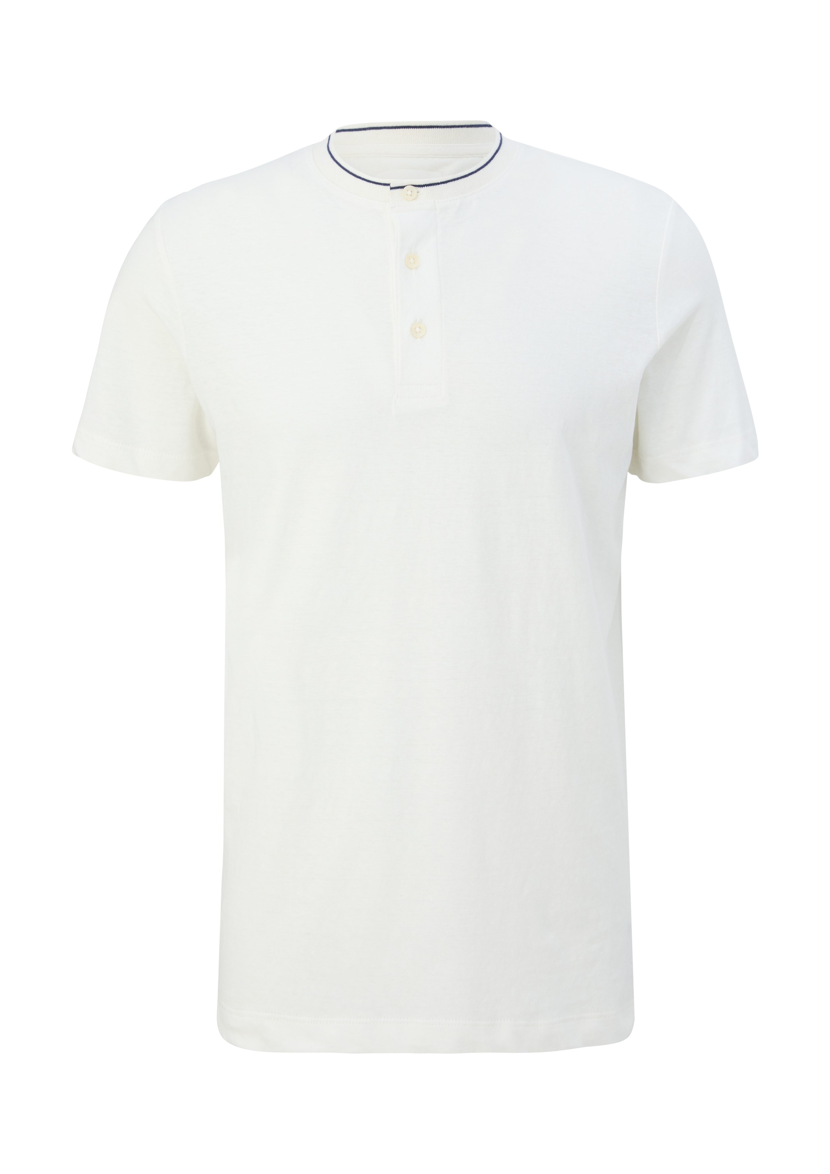 Kontrast-Details Kurzarmshirt s.Oliver T-Shirt mit weiß Henleyausschnitt