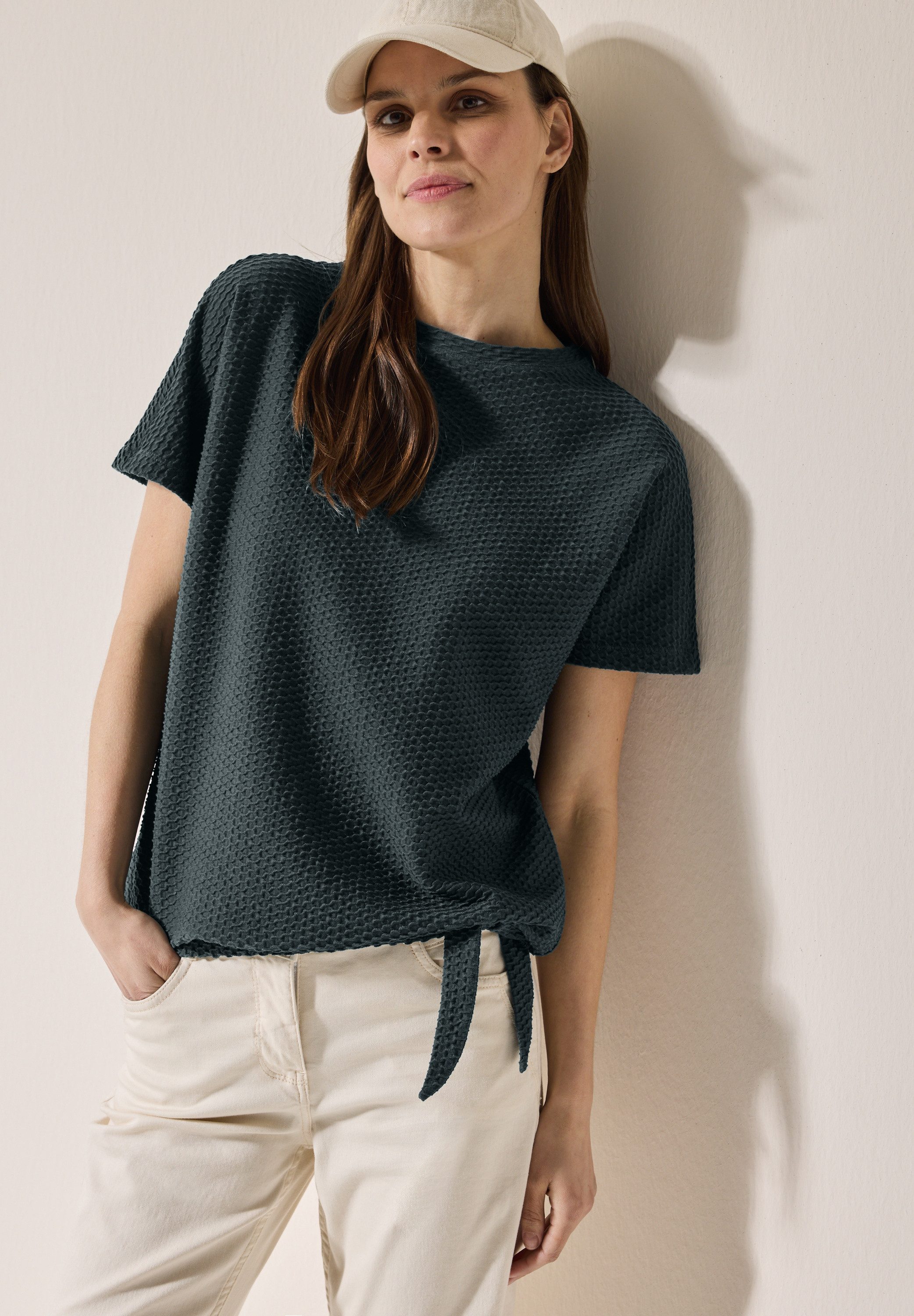 CECIL T-Shirt mit Struktur und Knoten günstig online kaufen