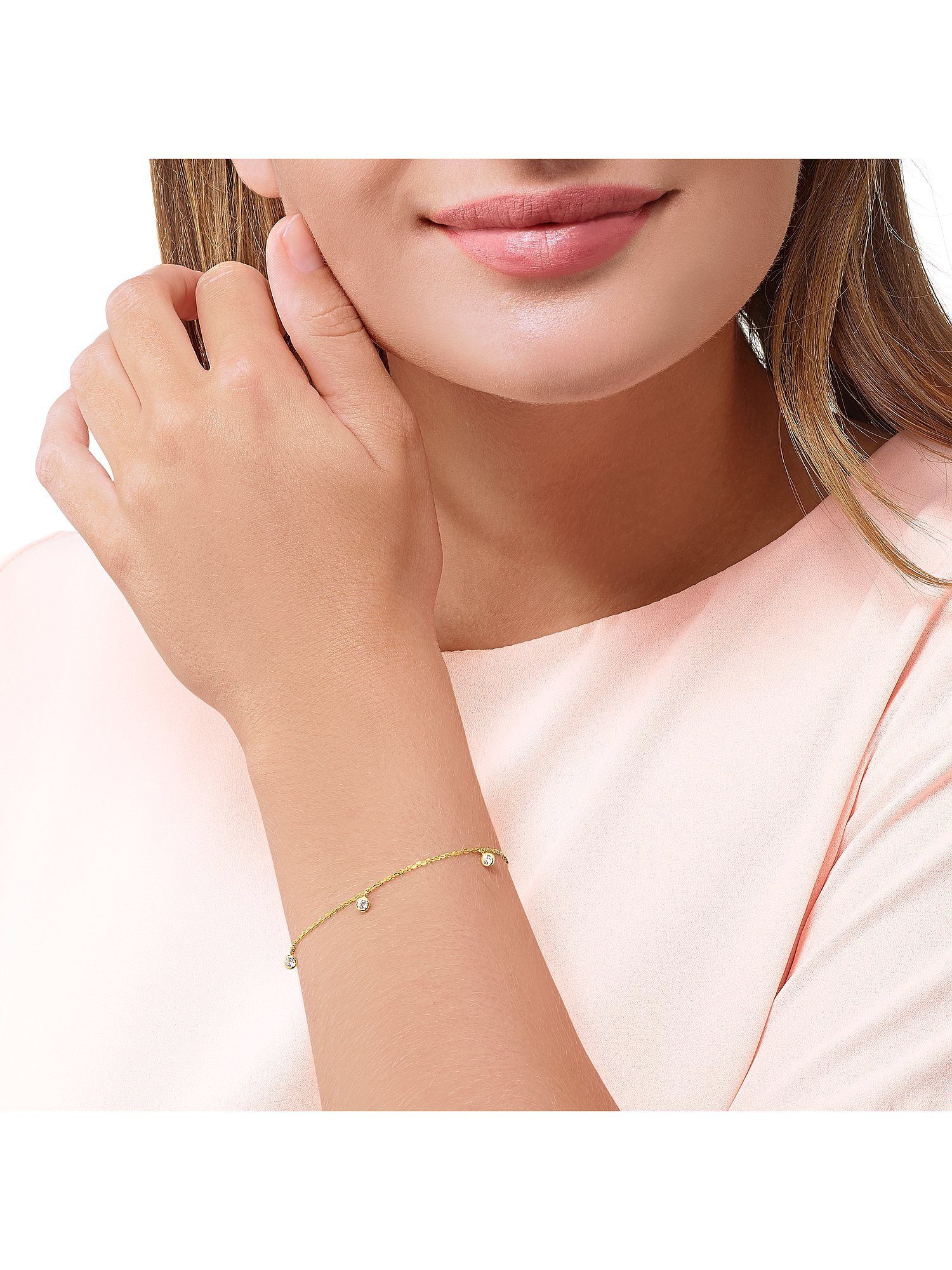 FAVS Silberarmband FAVS Damen-Armband 375er Gelbgold 3 Zirkonia