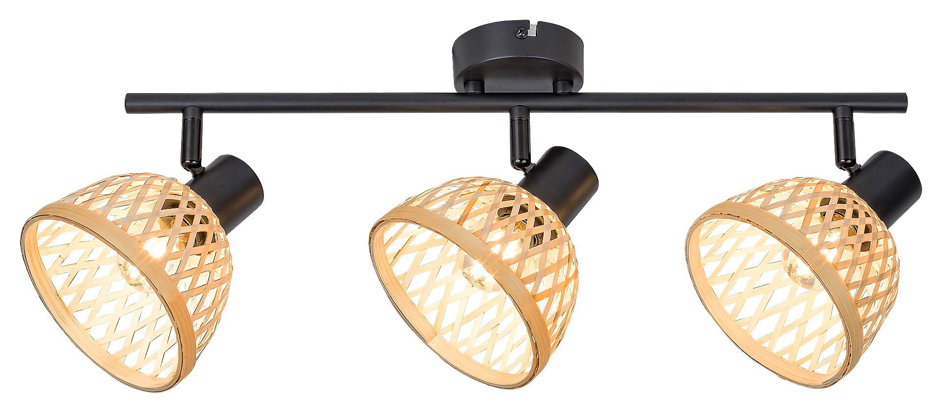 Rabalux LED Deckenspots "Rattan" 3-flammig, Metall, schwarz, rund, E14, ø135mm