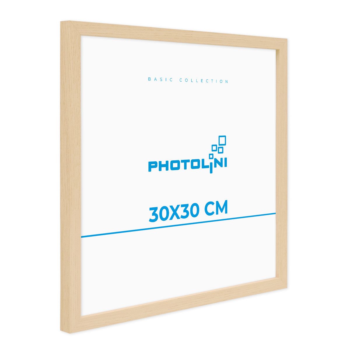 PHOTOLINI Bilderrahmen modern mit bruchsicherem Acrylglas, Holz MDF für Fotos & Poster, für 1 Bilder (1 Einzelrahmen), Posterrahmen 30x30 cm quadratisch zum Aufhängen