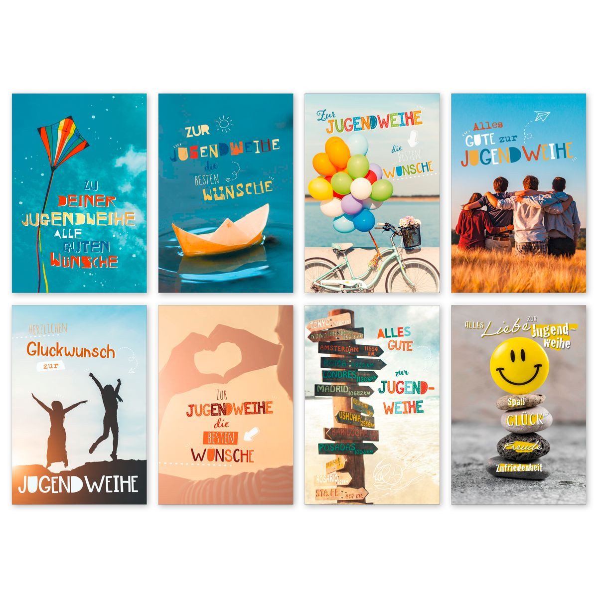 Skorpion Glückwunschkarte Glückwunschkarten Jugendweihe 100 Stück 8 Motive