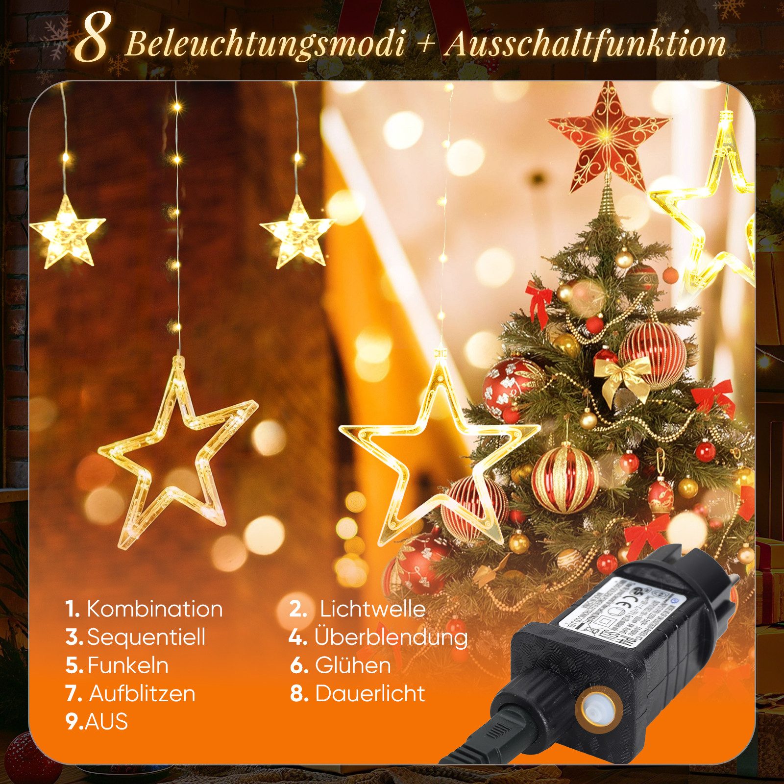 Salcar LED-Lichterkette LED Sterne 2m 160 LED Lichtervorhang Weihnachten Li günstig online kaufen