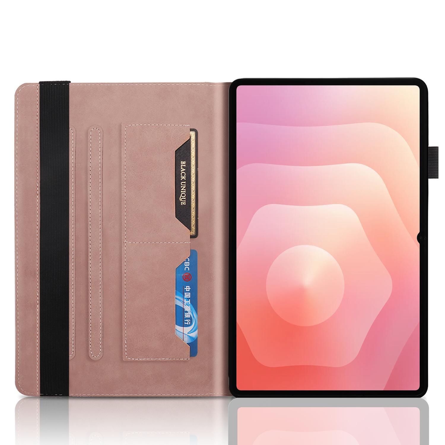 Wigento Tablet-Hülle Für Samsung Galaxy Tab S11 Ultra Baum Design Kunstleder Tasche Pink, Baum Design Hülle mit Standfunktion und Kratzschutz