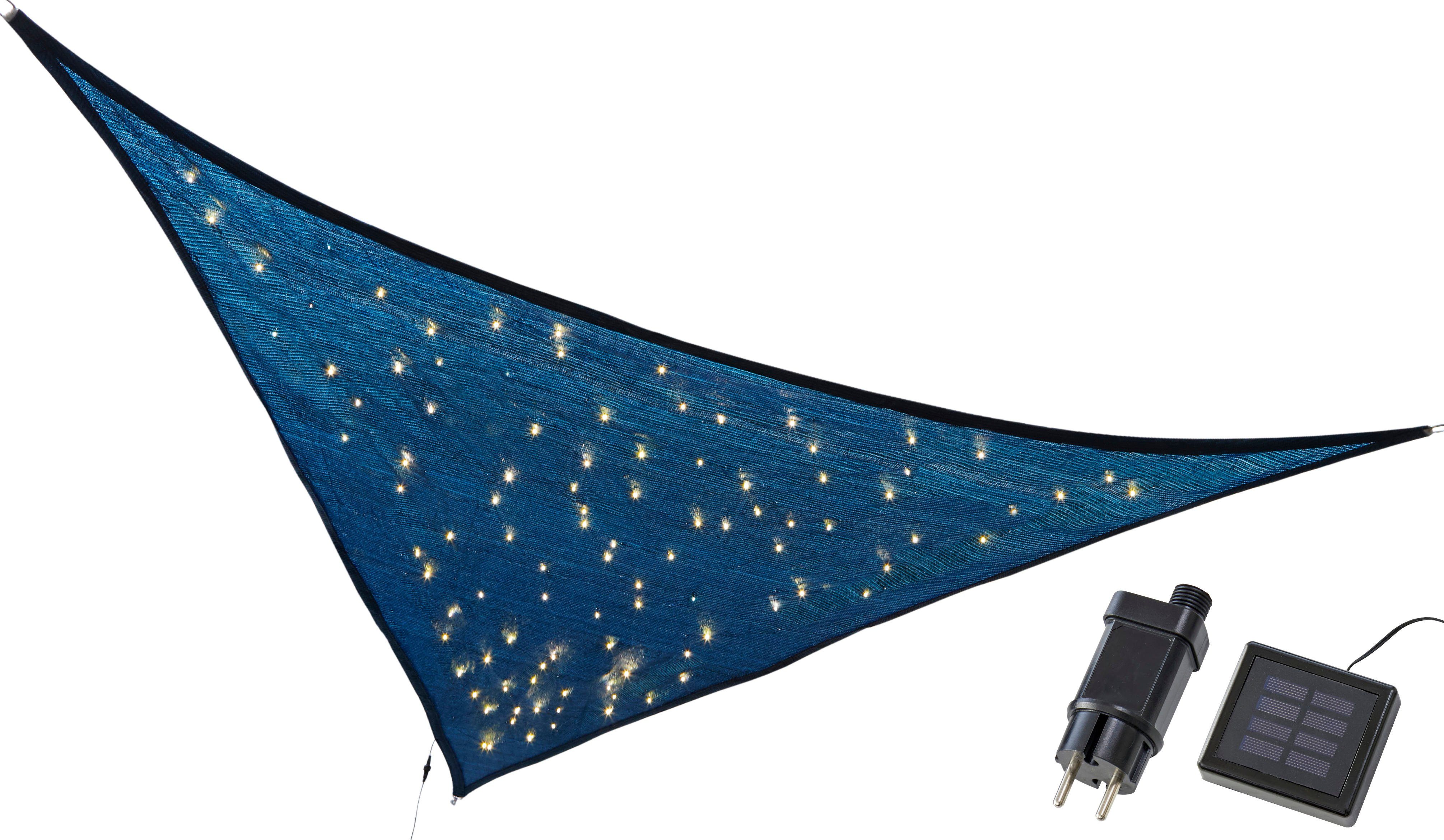 kamelshopping Sonnensegel Sonnensegel mit LED Solar Beleuchtung, dreieckig, ca. 3,25 x 3,25 x 3m, Polyethylen, Sonnenschutz mit Lichterkette, Funkelmodus, 110 LEDs, warmweiß