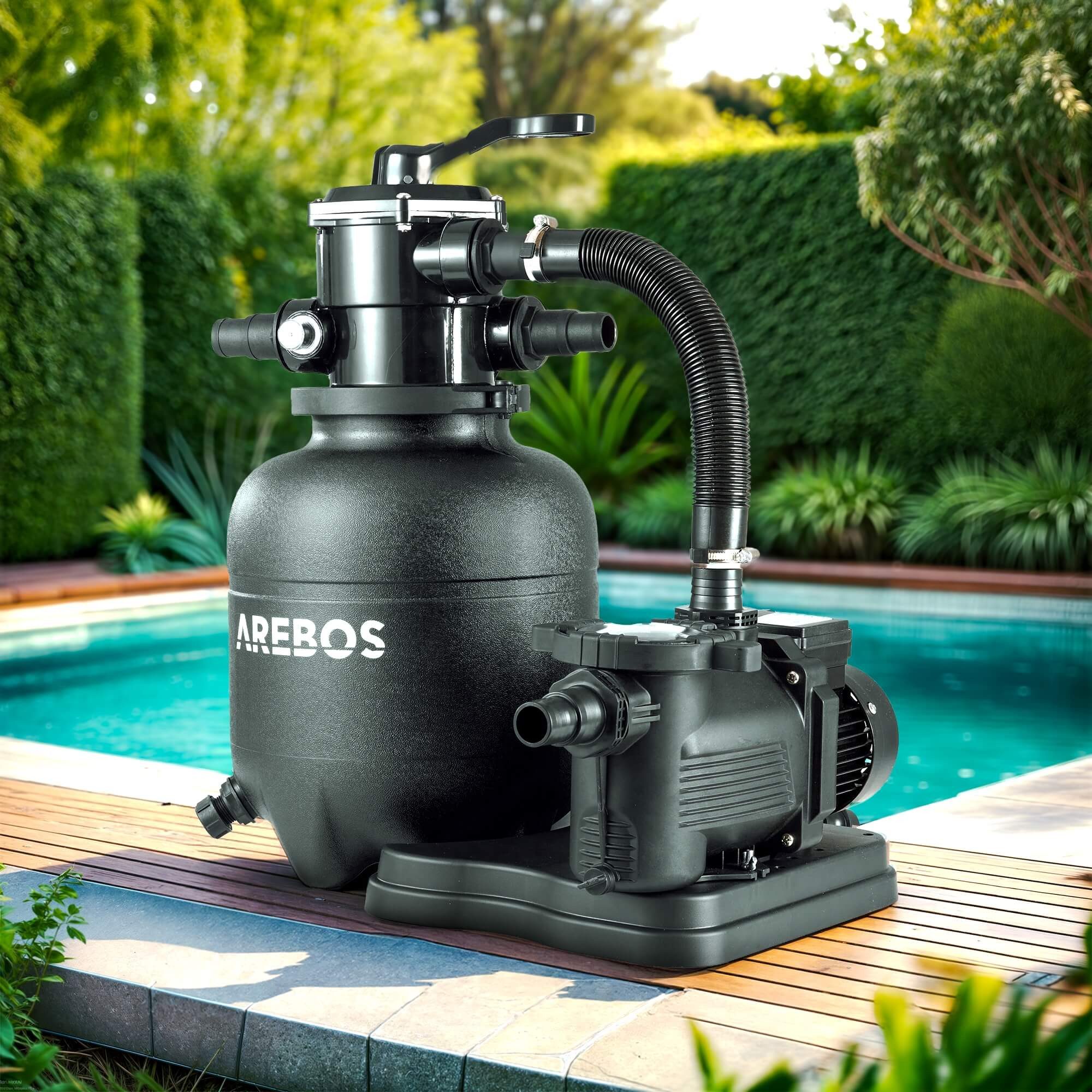 Arebos Sandfilteranlage mit Pumpe inkl.600g Filterbälle, günstig online kaufen