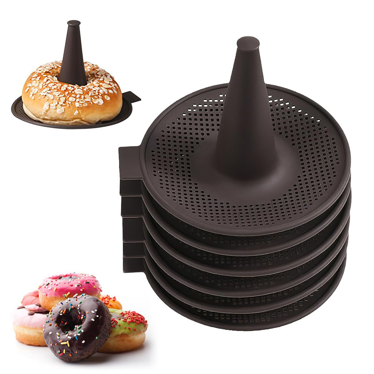 Novzep Silikonform 6 St Silikonform, Donutform,13.5*12.5*17cm, (6-tlg), -30°C-230°C,Zur Herstellung von Donut-Burger