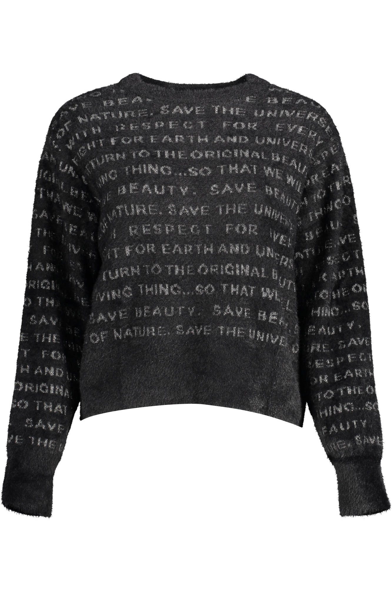 Desigual Strickpullover Stilvoller Damenpullover in Schwarz mit Kontrastdetails und Rundhals