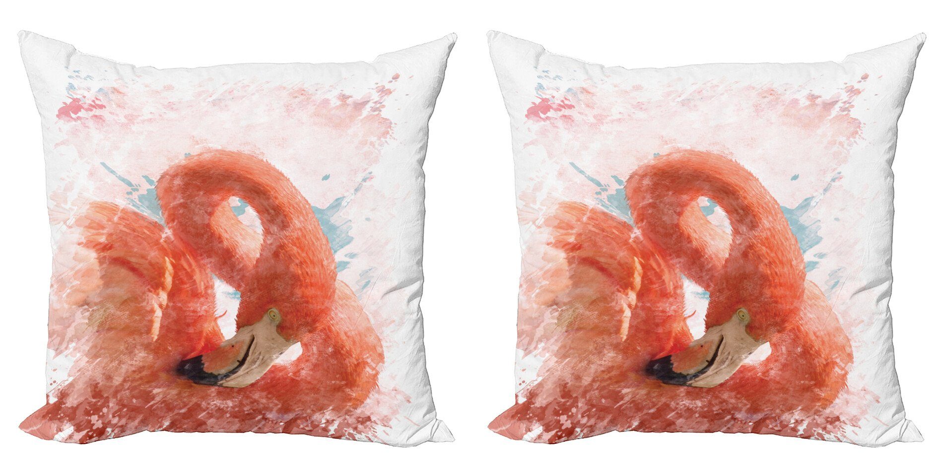 Kissenbezüge Modern Accent Doppelseitiger Digitaldruck, Abakuhaus (2 Stück), Flamingo Exotischer Vogel-Aquarell