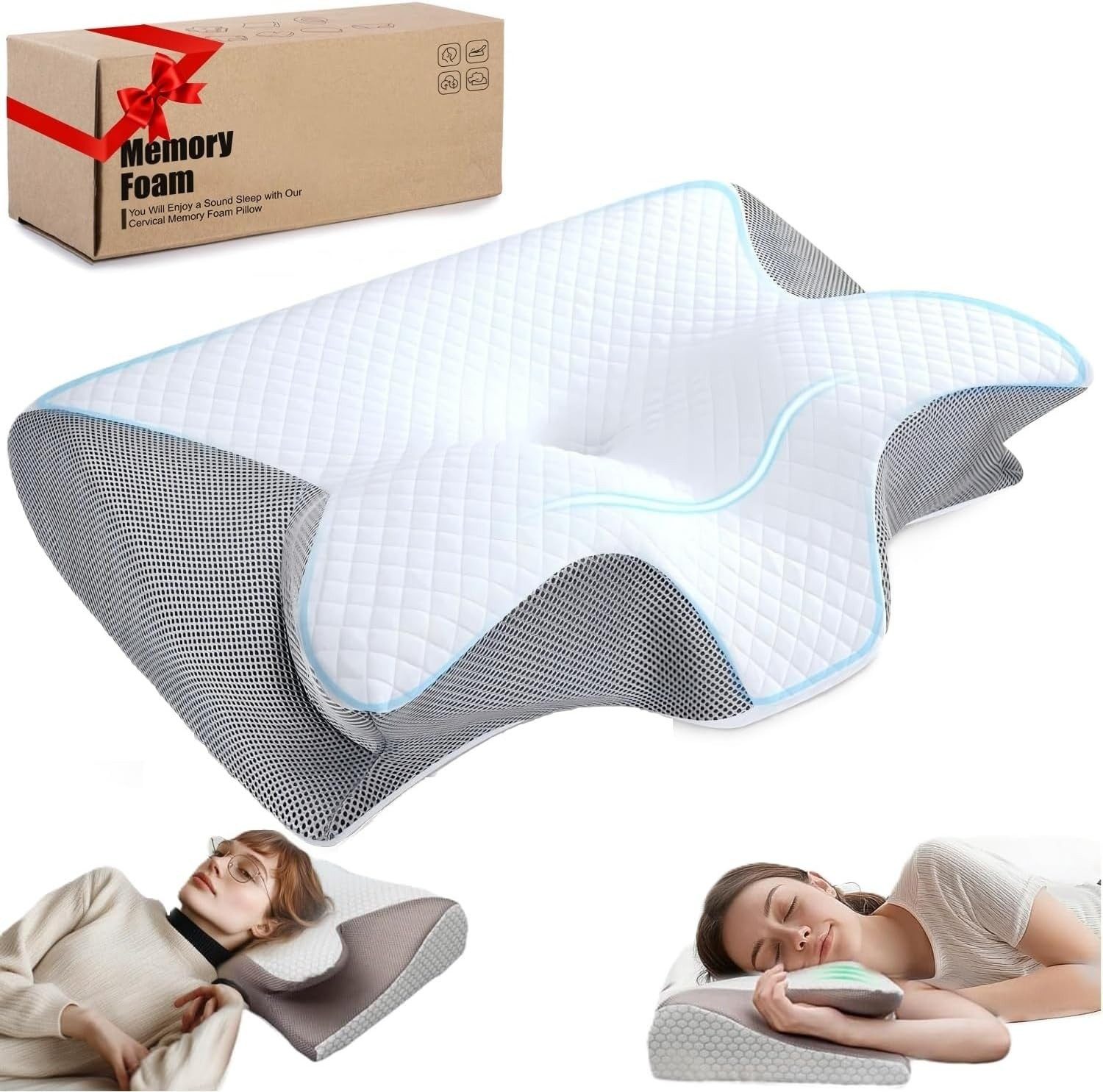 Nackenkissen Kissen Memory Schaum für Nacken und Hals, orthopädisch, ergonomisch