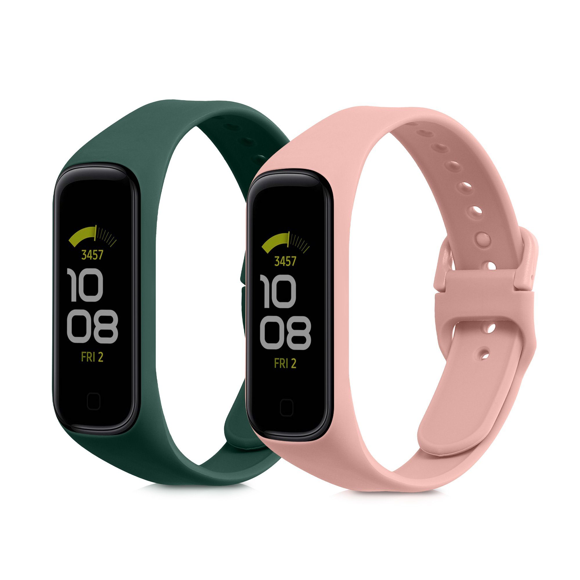 kwmobile Uhrenarmband für Silikon Altrosa Sportarmband Samsung TPU 2x Set Galaxy Fitnesstracker Armband 2, Fit