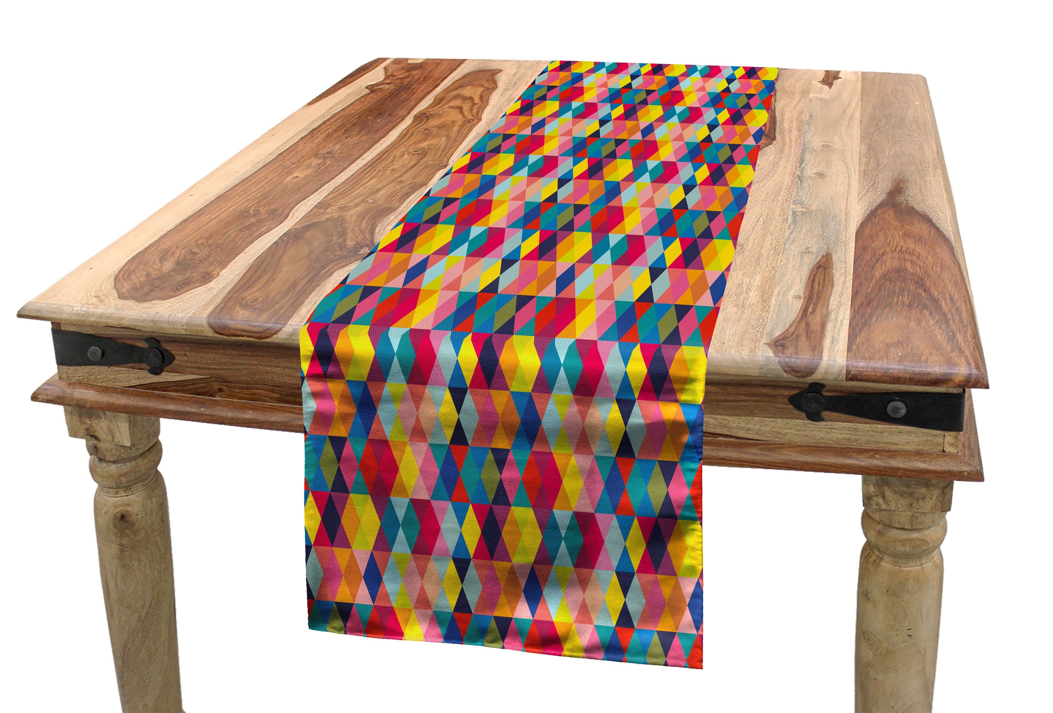 Abakuhaus Esszimmer Dekorativer Tischläufer, Moderne Geometrisch Rauten bunte Küche Rechteckiger Tischläufer