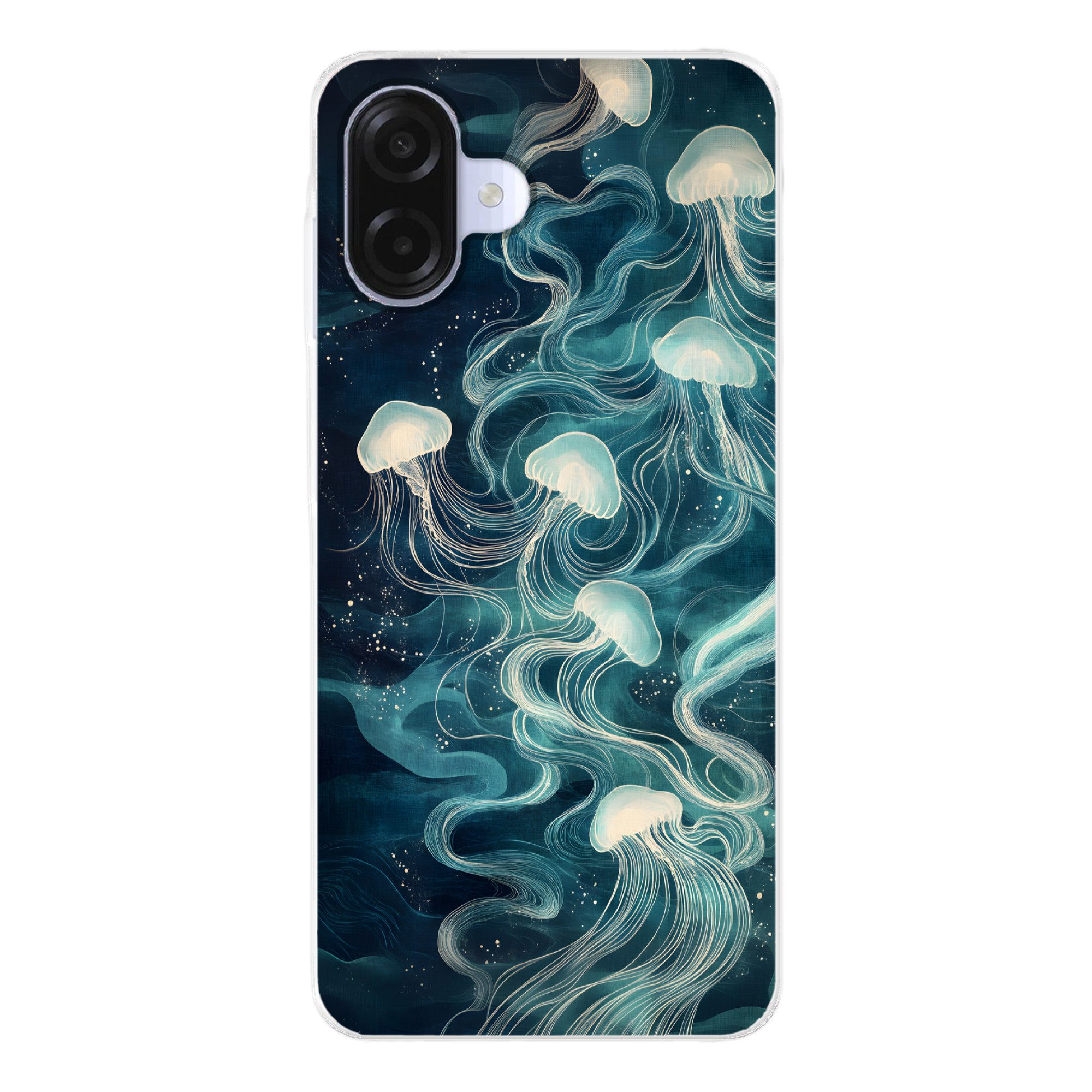 MuchoWow Handyhülle für Samsung Galaxy A07 Qualle - Meer - Weiß - Wellen, Smartphone-Bumper, Print, Handy Schutzhülle Dünn