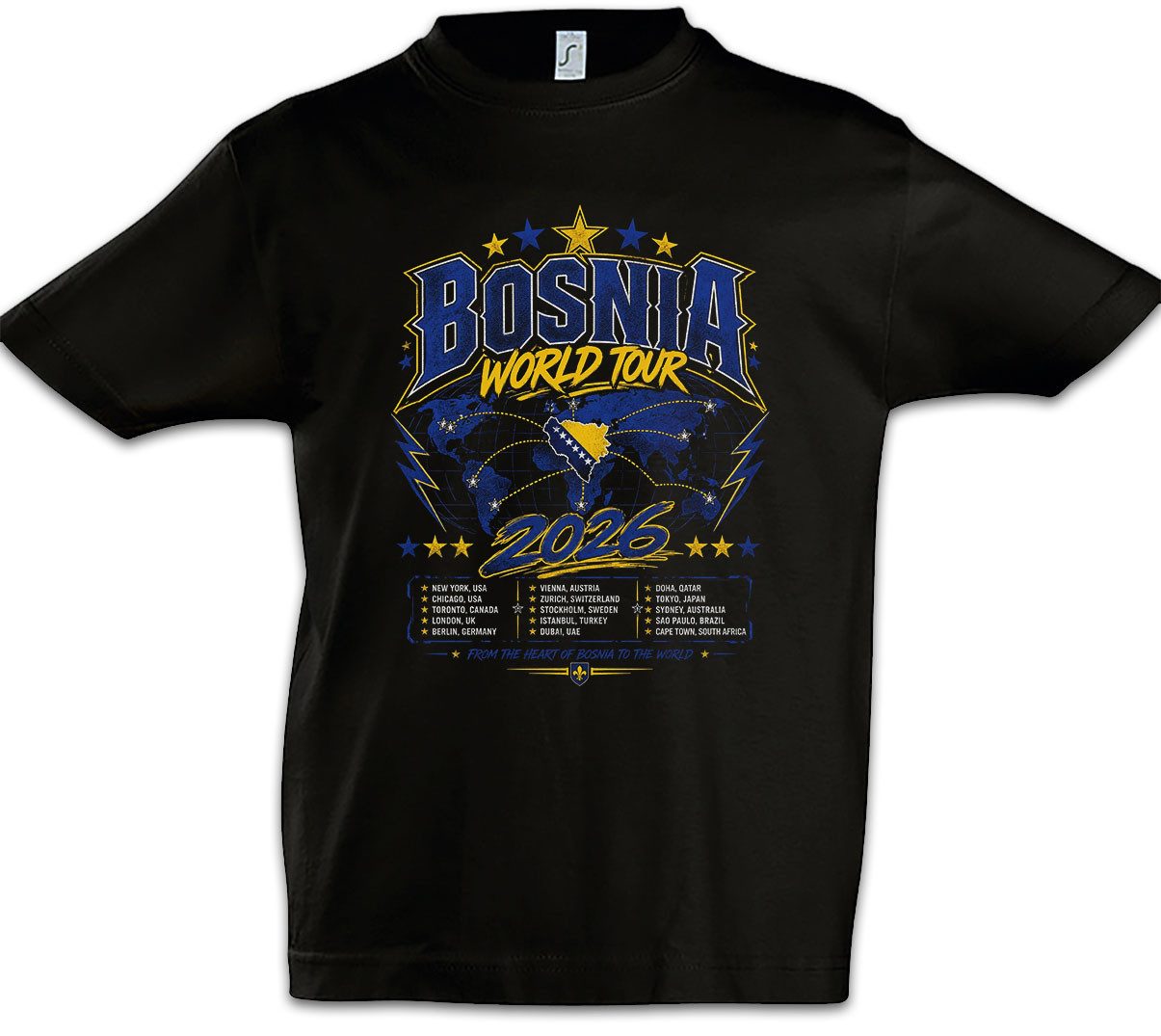 Urban Backwoods Print-Shirt Team Bosnia 1 Kinder T-Shirt Bosnien Fußball WM Soccer Football (1-tlg) Turnier 2026 Weltmeisterschaft Fan