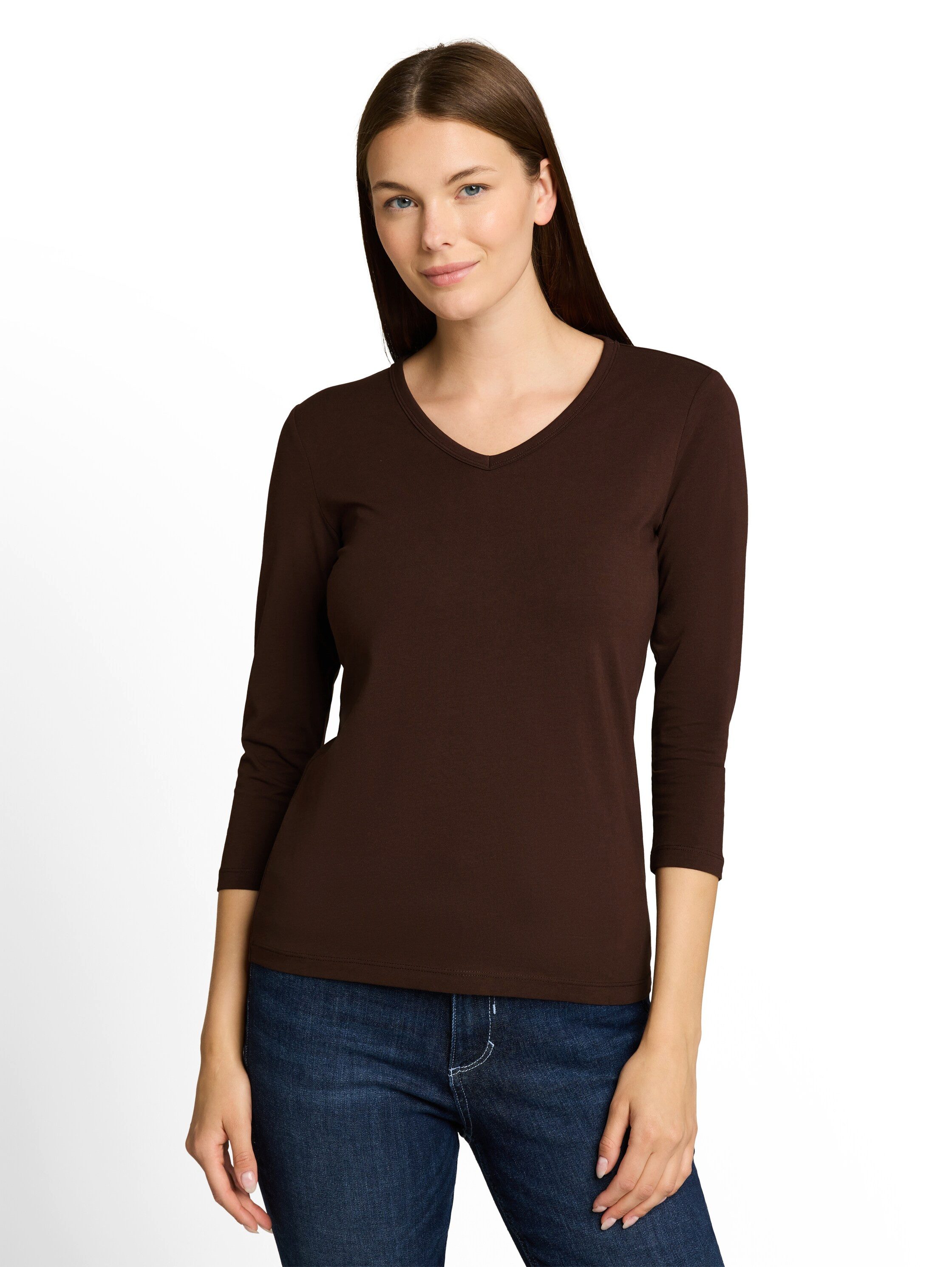 TOM TAILOR Langarmshirt Regular mit V-Ausschnitt